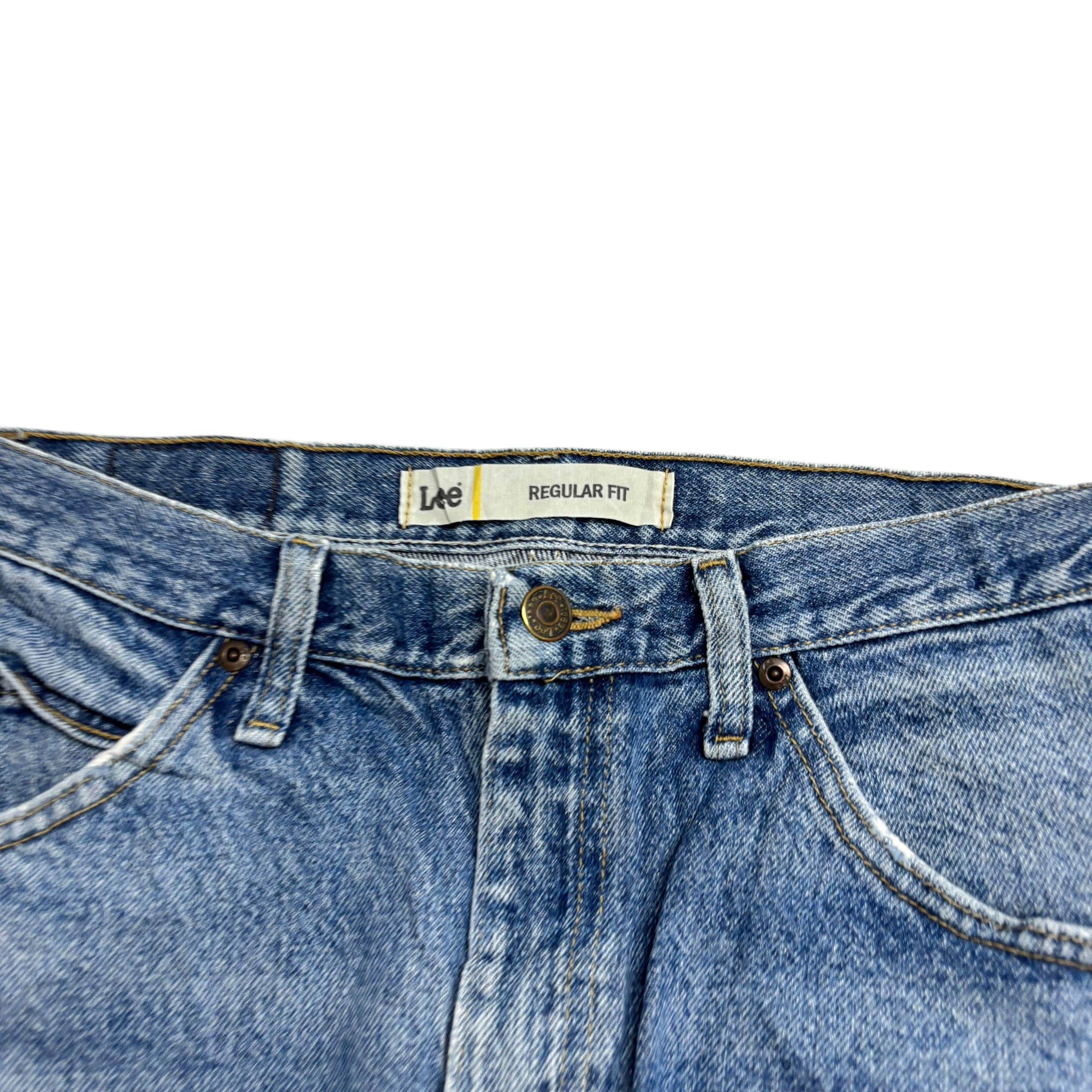 Lee Jeans W33 L29 Mens Light Blue Regular Straight Fit Vintage Denim (E)