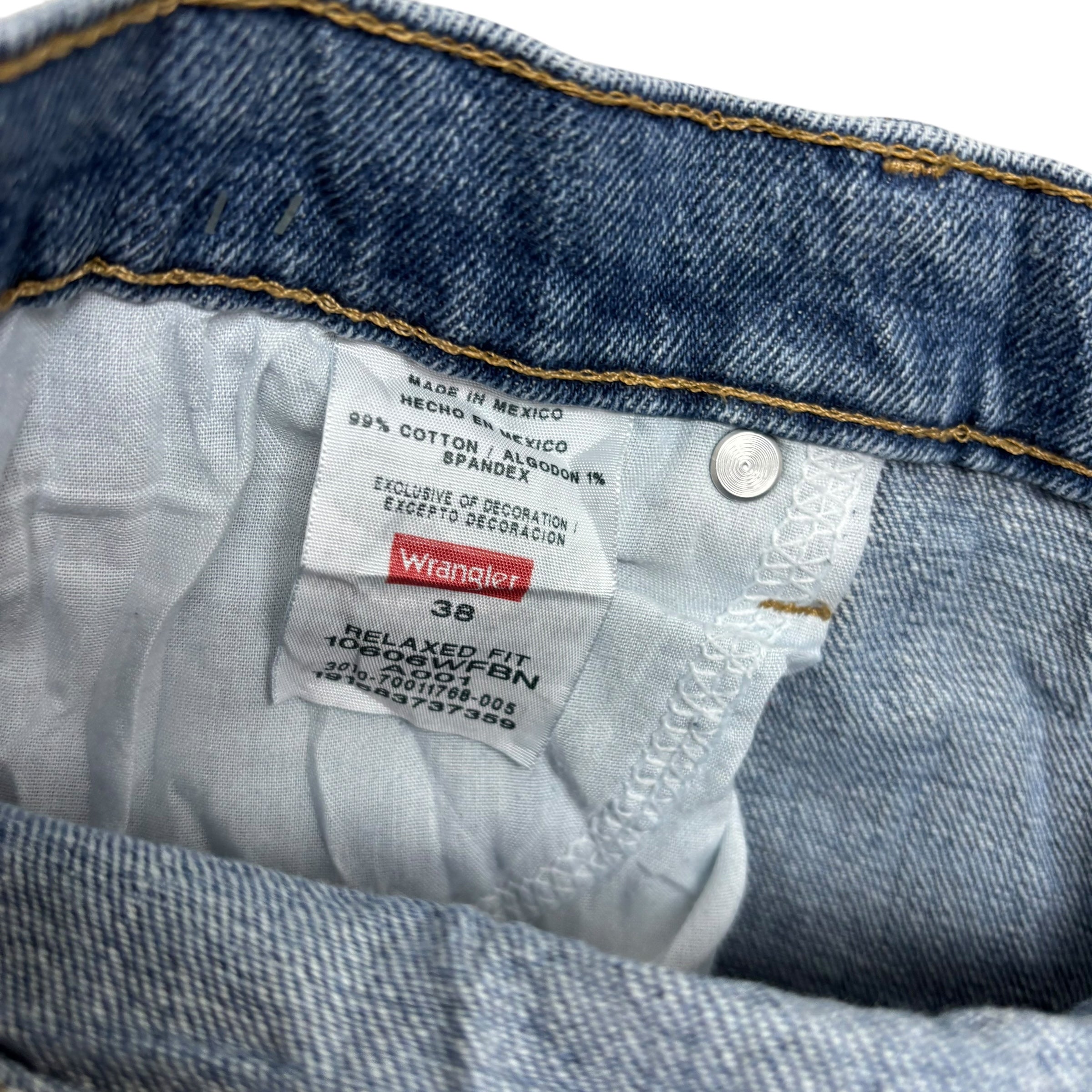 Wrangler Jorts W38 Mens Denim Shorts Mid Blue Relaxed Fit Stretch (E)