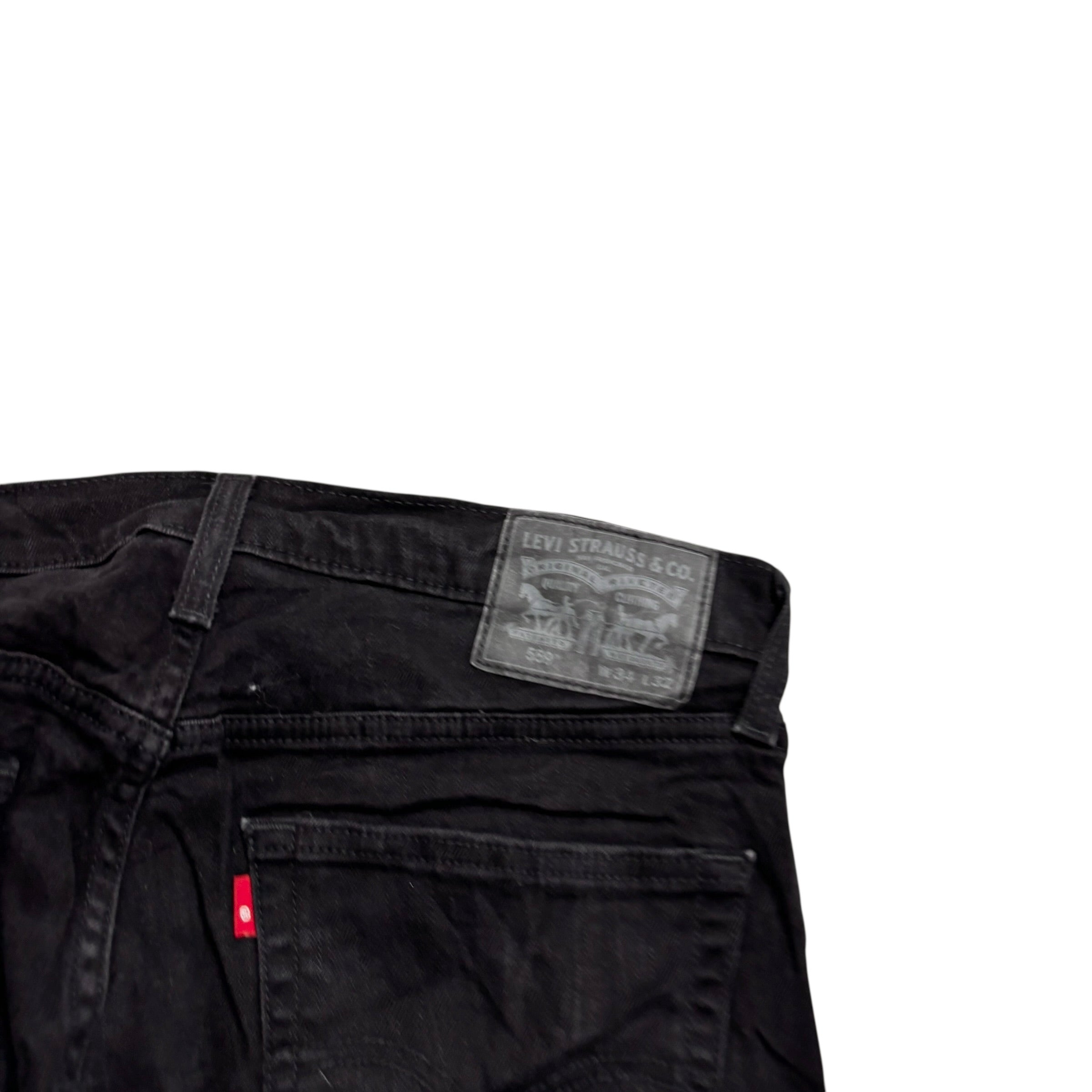 Levis 559 Jeans W34 L31 Mens Black Regular Straight Fit Stretch Denim (E)