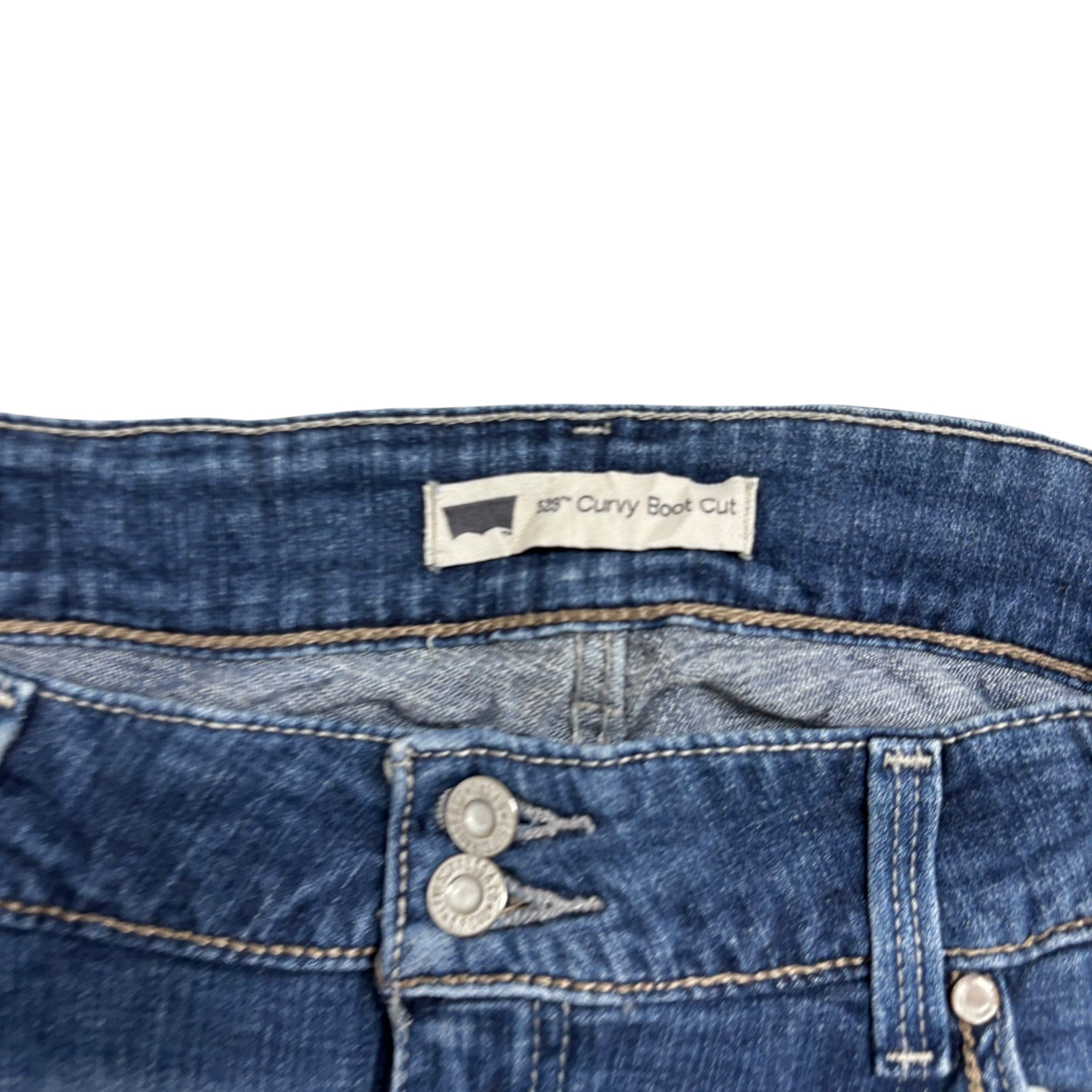 Levis 529 Jeans W32 L32 Womens Curvy Bootcut Mid Blue Stretch Denim (E)
