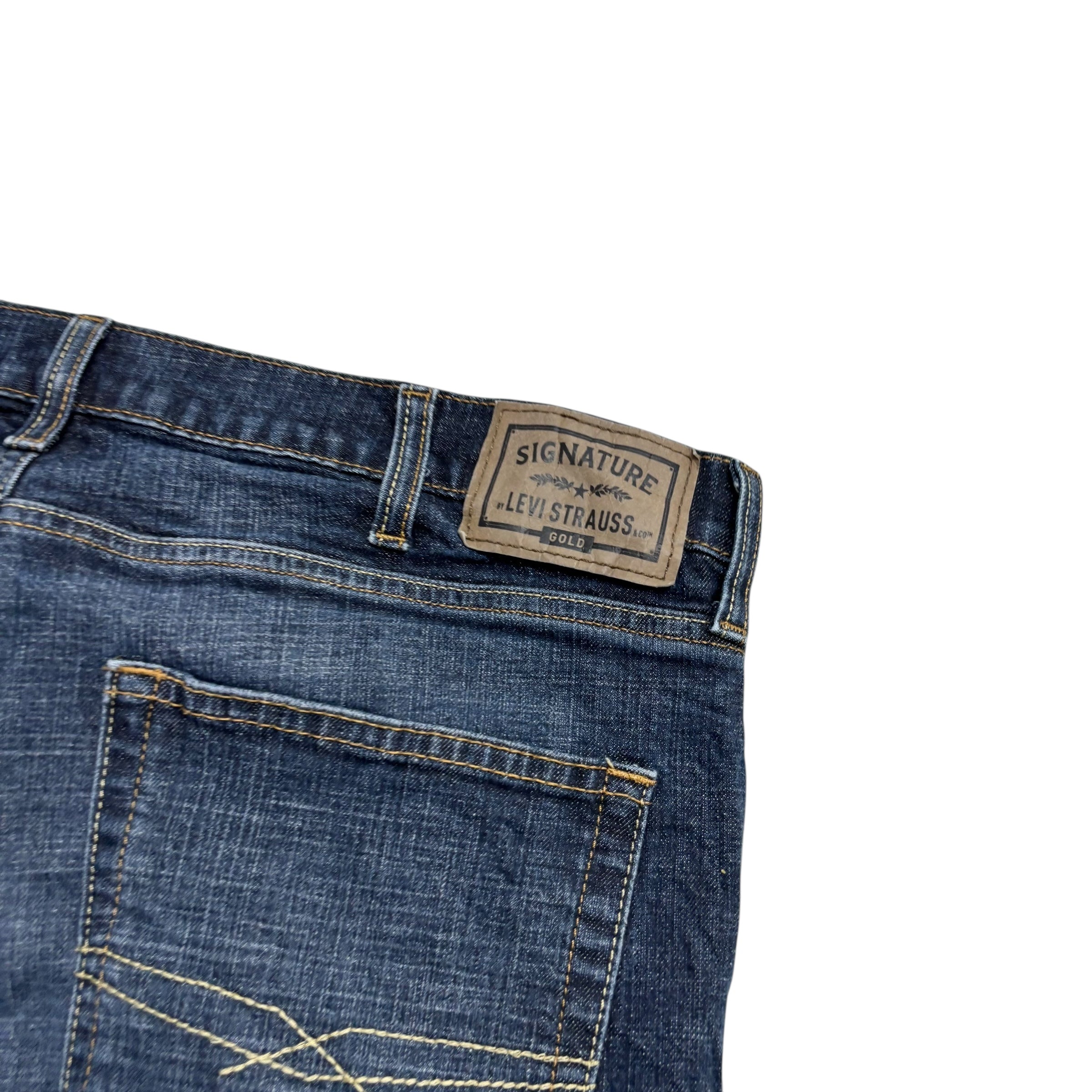 Levis Signature Jeans W38 L34 Mens Dark Blue Slim Straight Fit Stretch Denim (E)