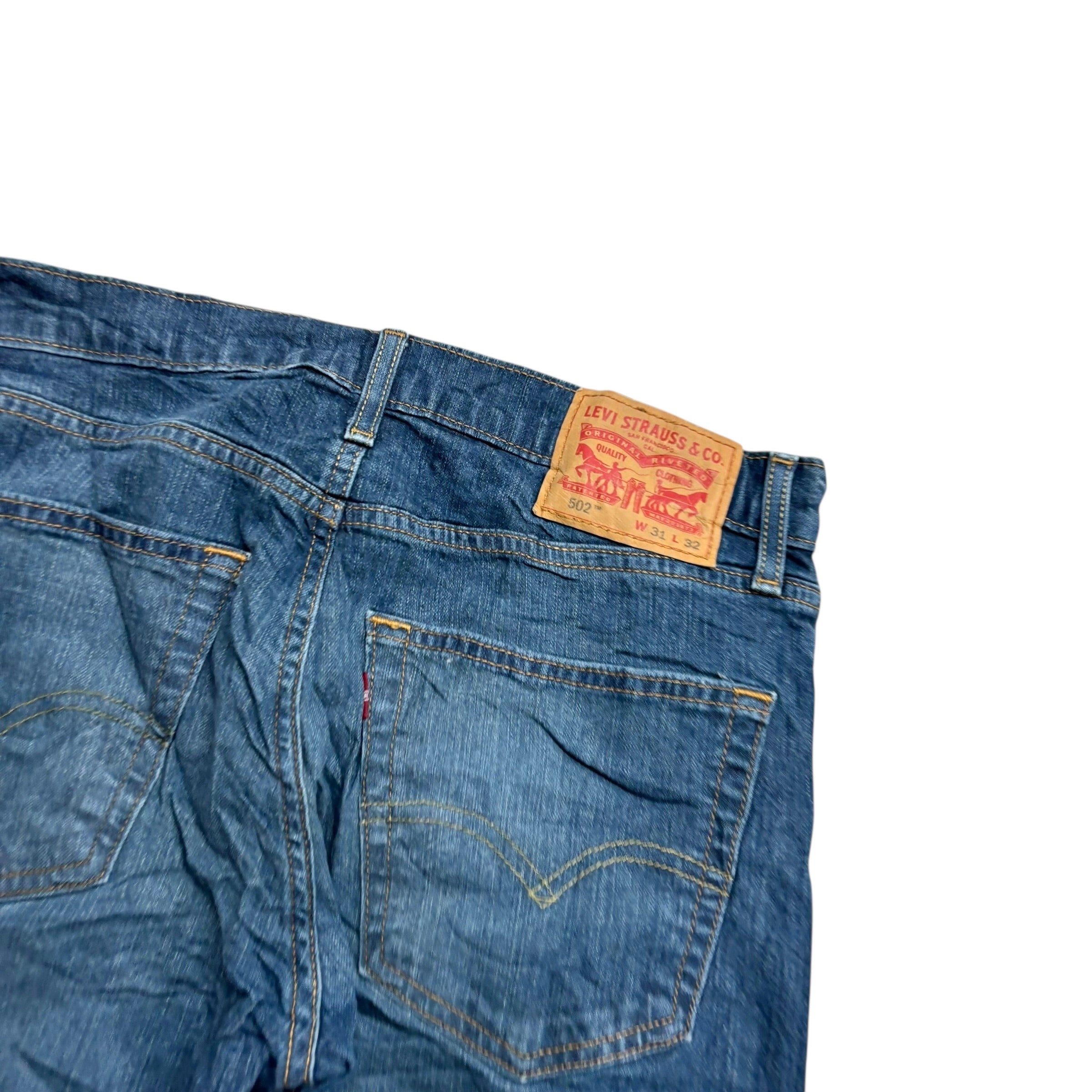 Levis 502 Jeans W31 L31 Mens Dark Blue Regular Tapered Fit Stretch Denim (E)