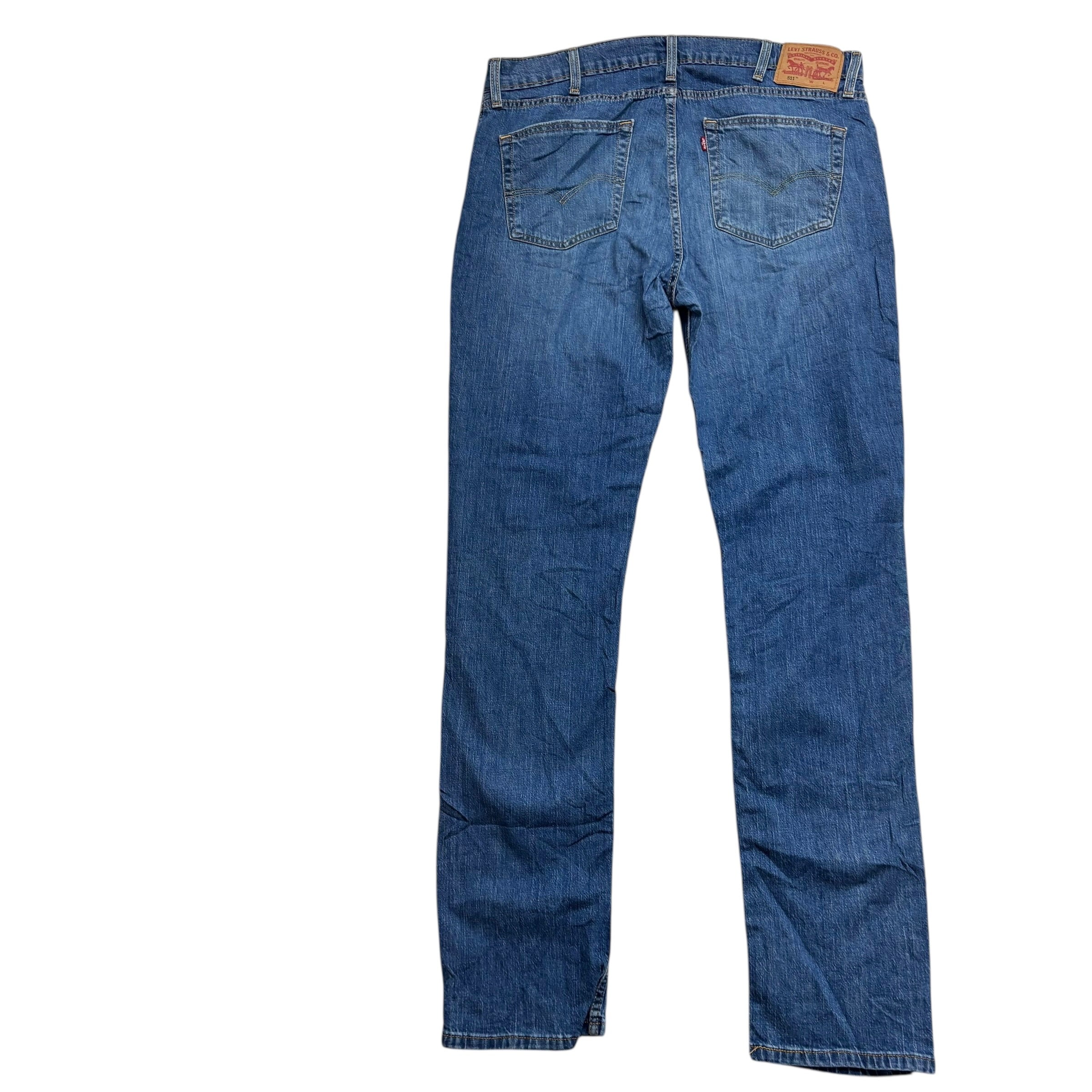 Levis 511 Jeans W38 L36 Mens Mid Blue Slim Fit Stretch Denim (E)