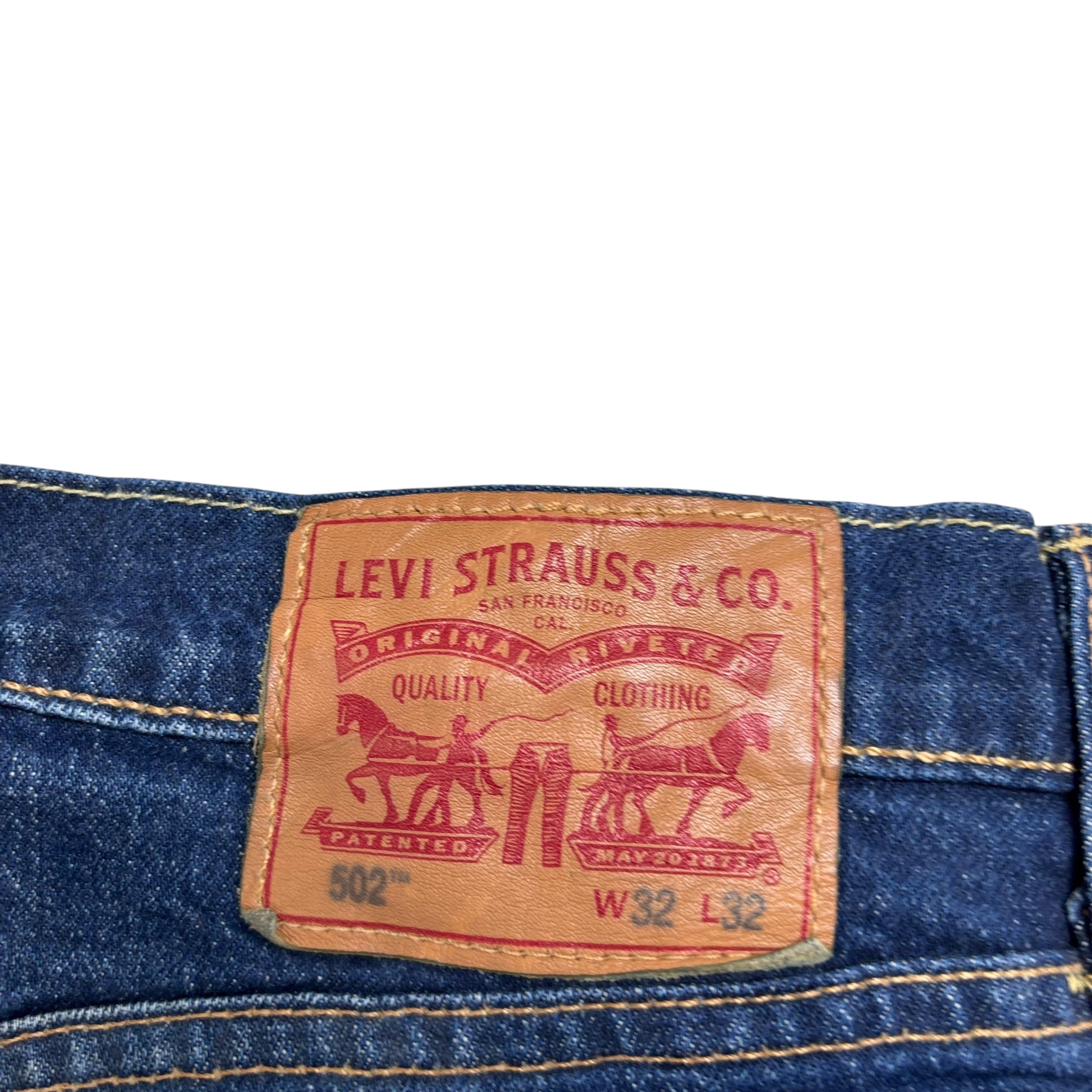 Levis 502 Jeans W32 L32 Mens Dark Blue Regular Tapered Fit Stretch Denim (E)