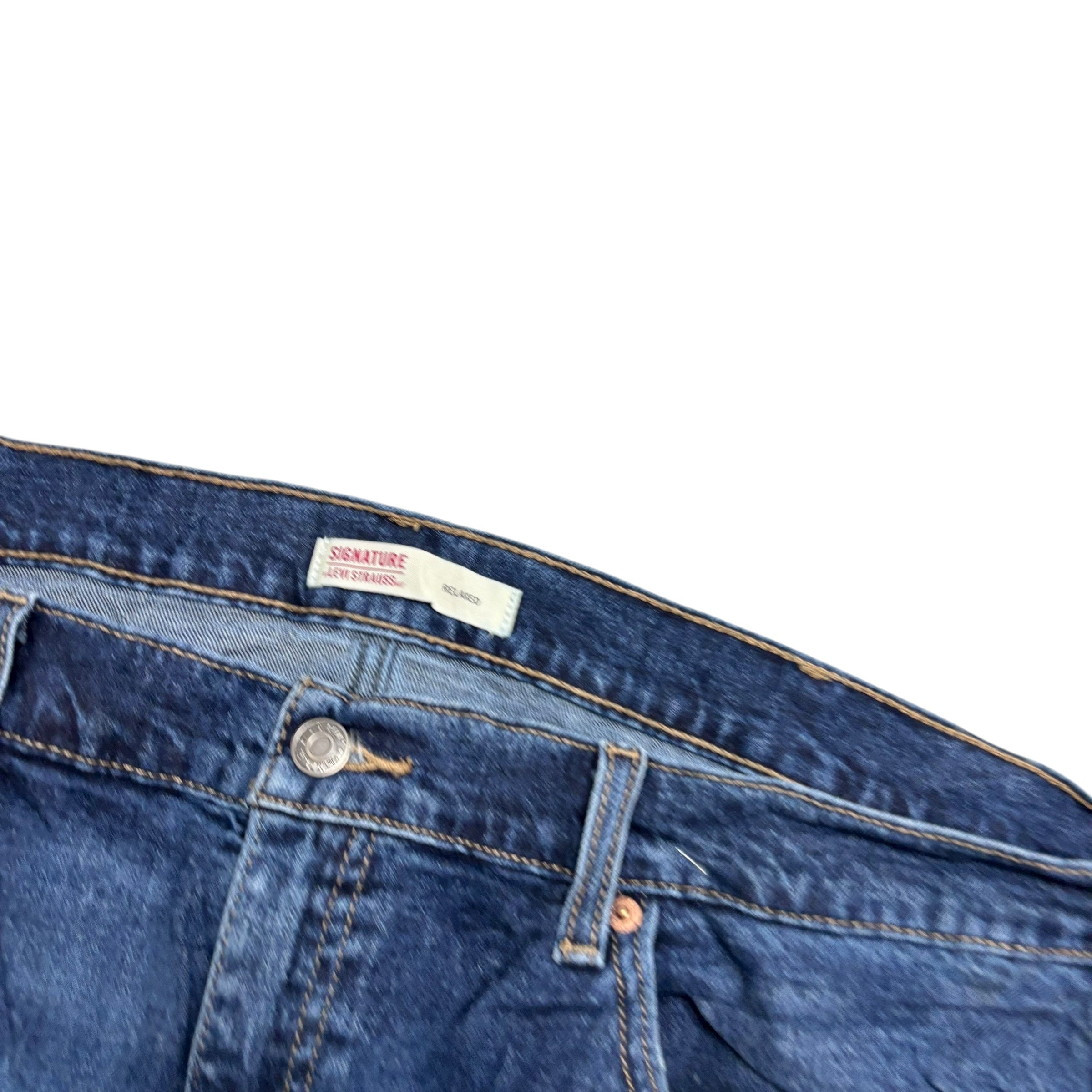 Levis Signature Jeans W40 L30 Mens Dark Blue Baggy Relaxed Fit Stretch (F)