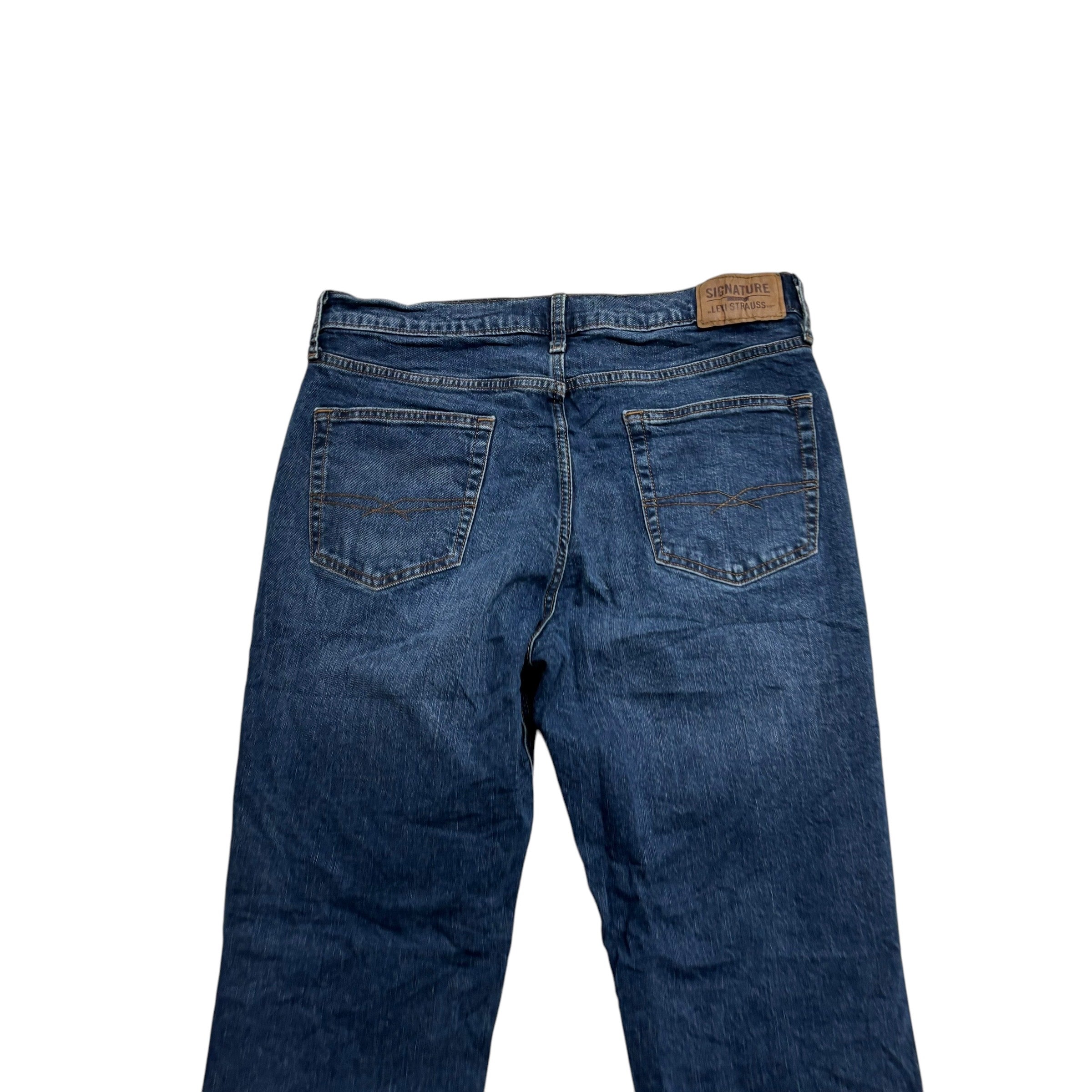 Levis Signature Jeans W34 L30 Mens Mid Blue Athletic Tapered Fit Stretch Denim