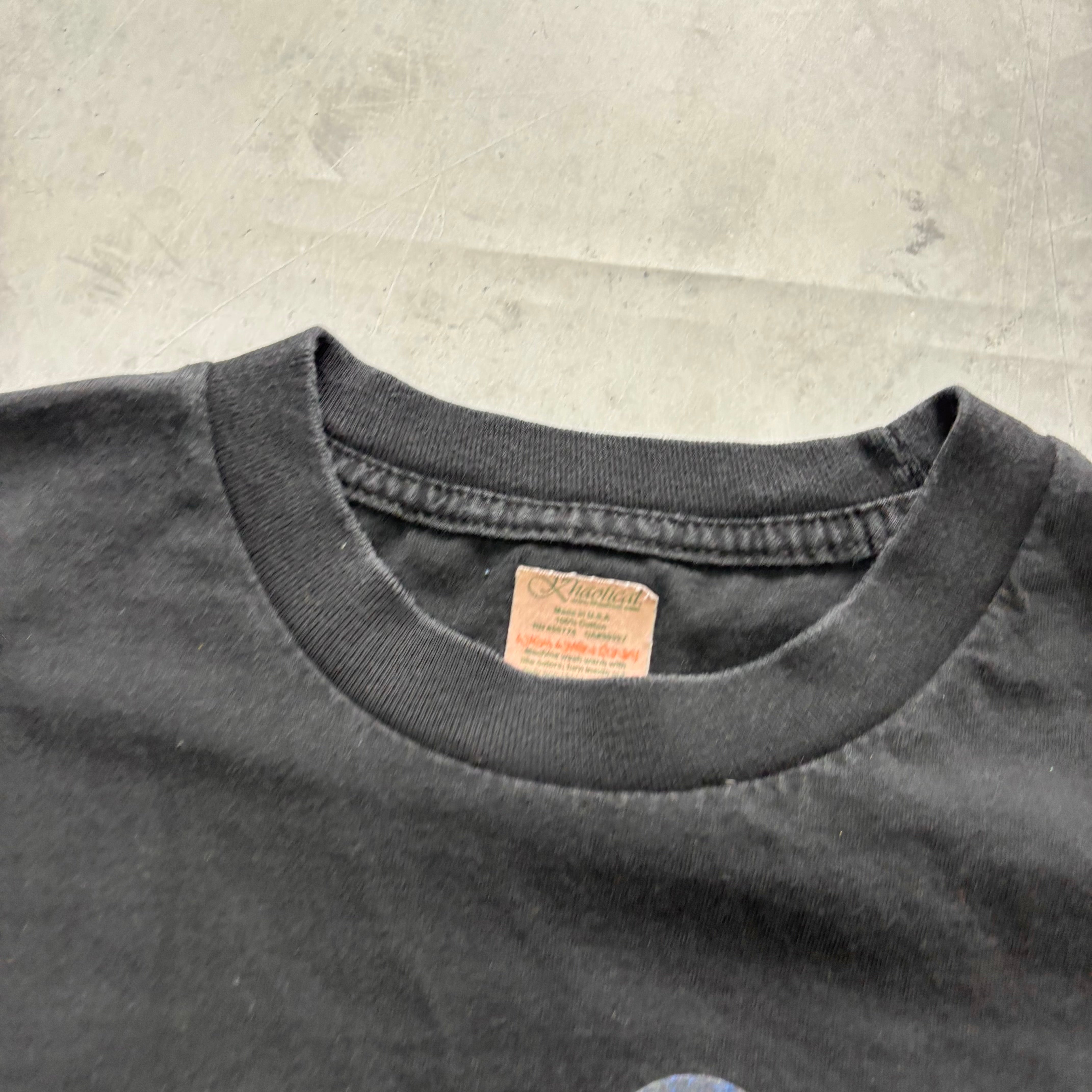 Vintage T Shirt Mens Large Black Graphic Print 90s