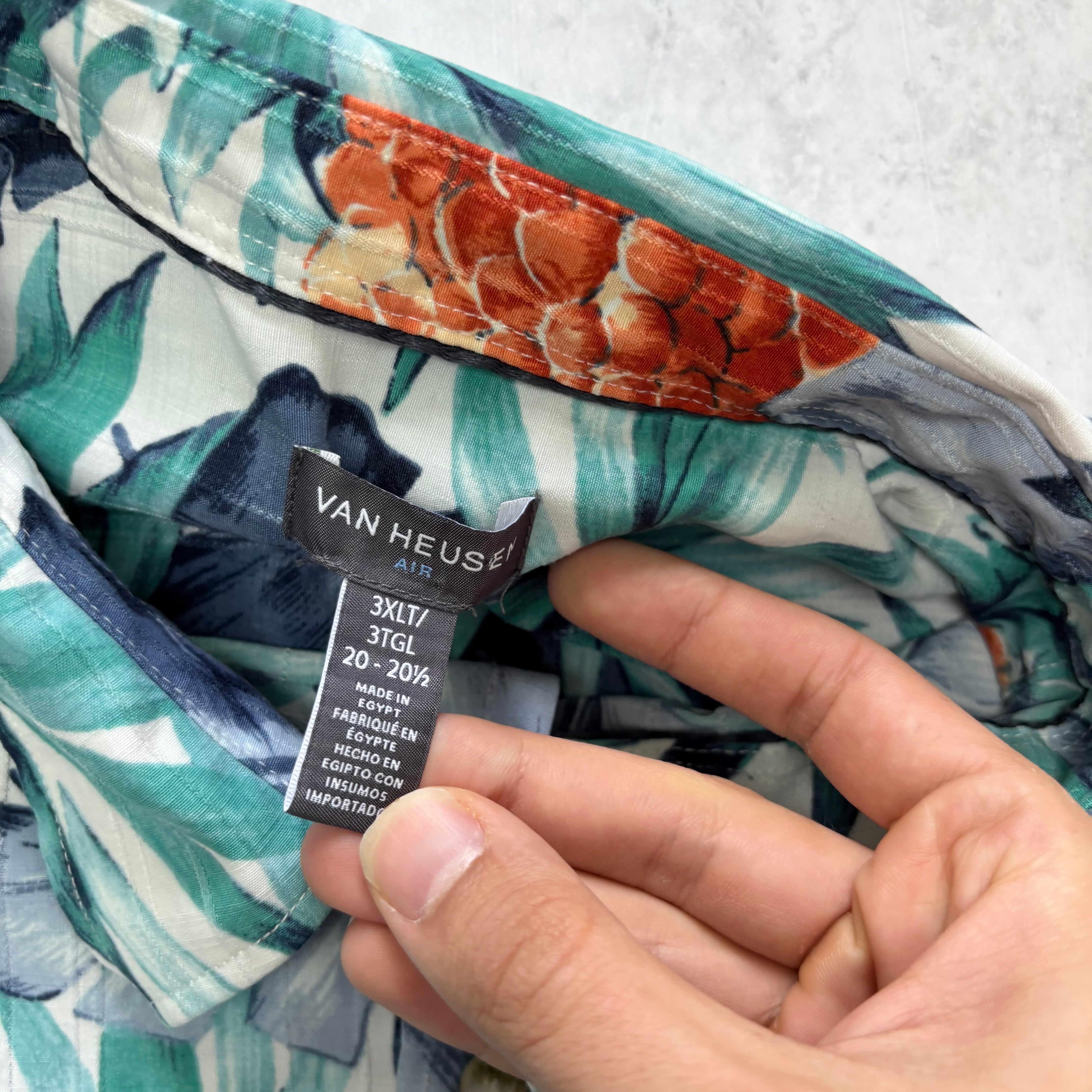 Hawaiian Shirt Mens 3XL Tall Blue Floral Aloha Short Sleeve Polyester (E)
