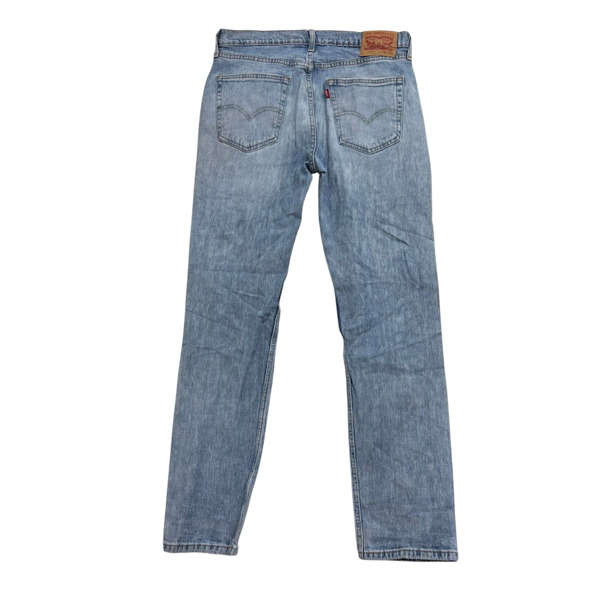 Levis 514 Jeans W32 L32 Mens Light Blue Regular Straight Fit Stretch Distressed