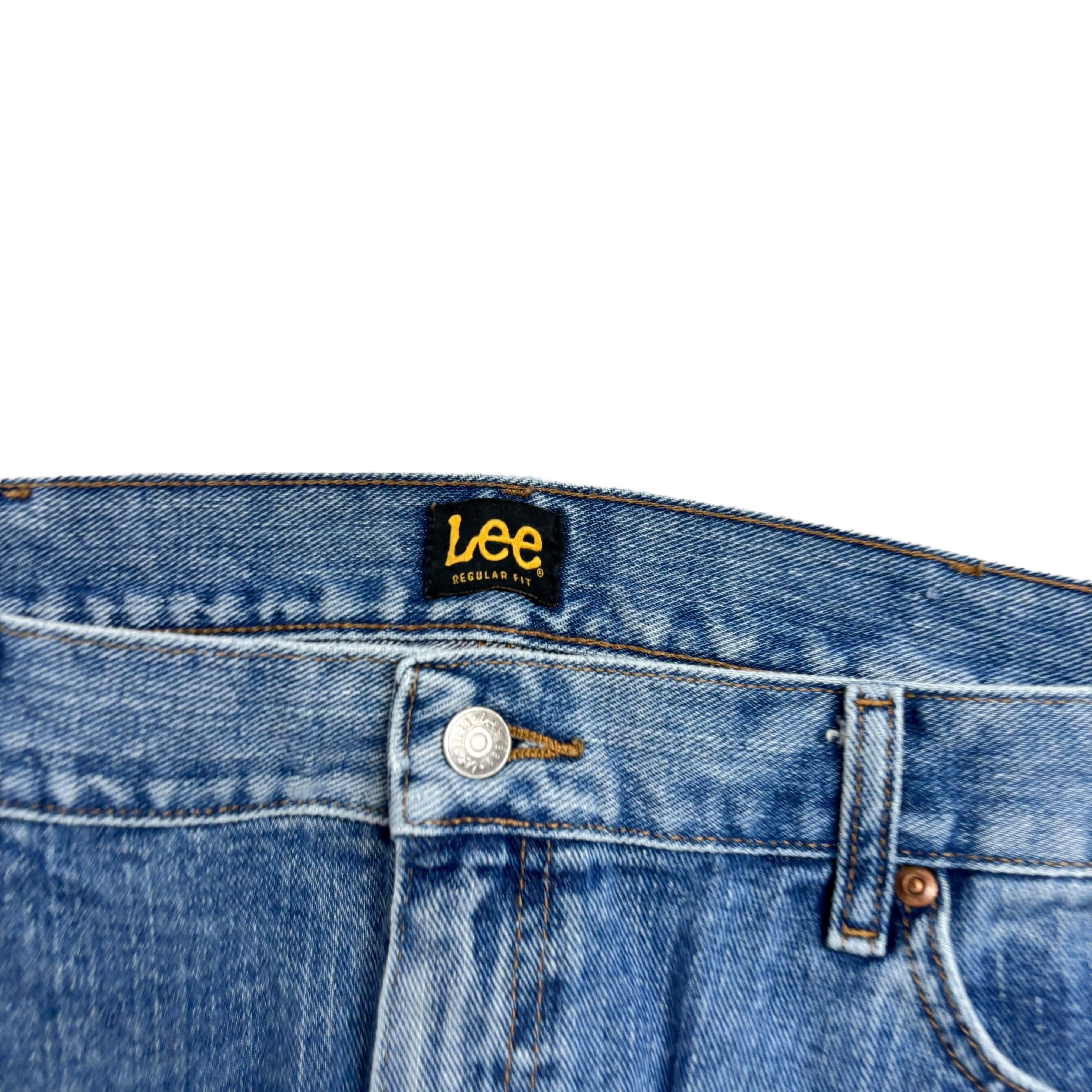 Lee Jeans W42 L30 Mens Mid Blue Regular Straight Fit Denim (E)