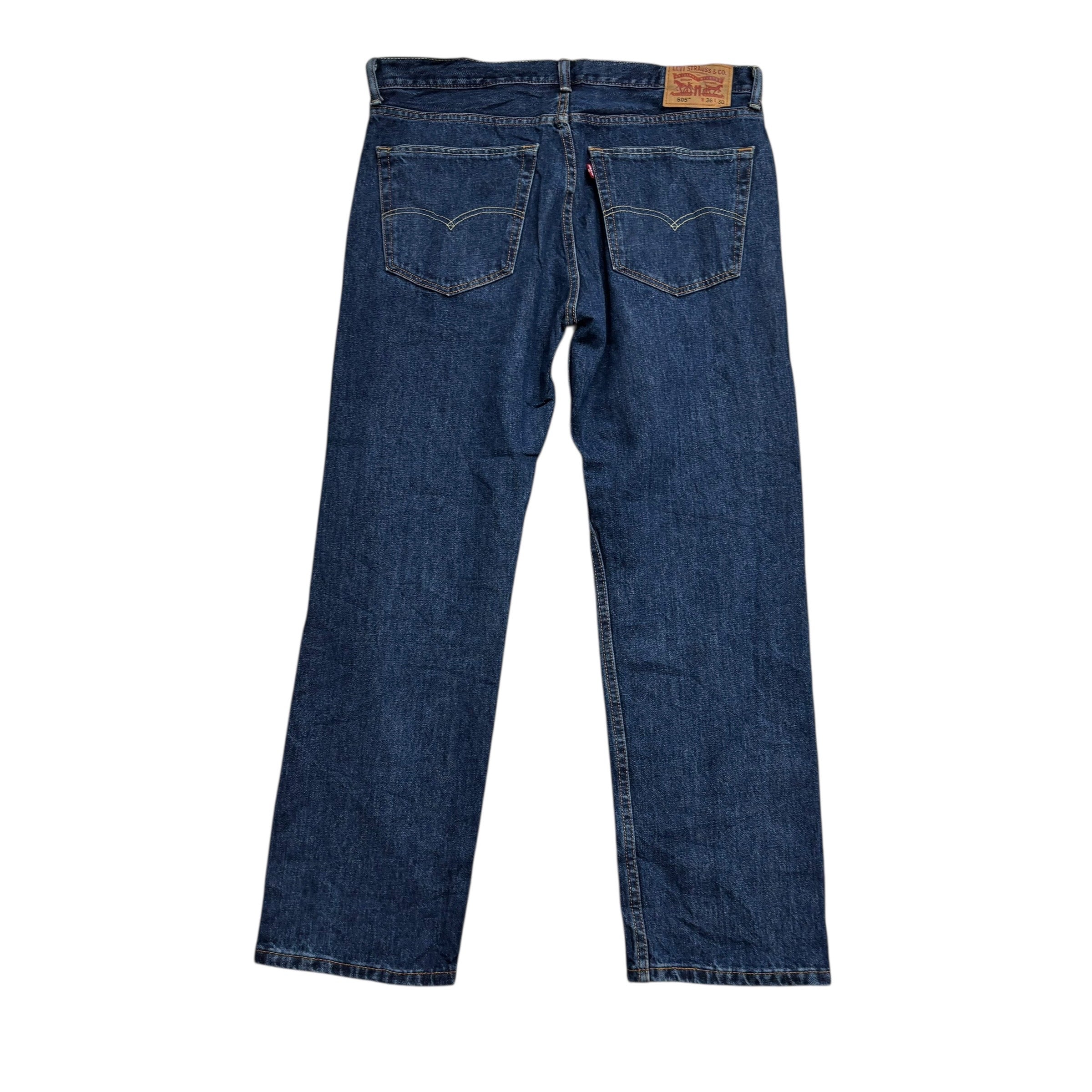 Levis 505 Jeans W38 L30 Mens Mid Blue Regular Straight Fit Denim (E)