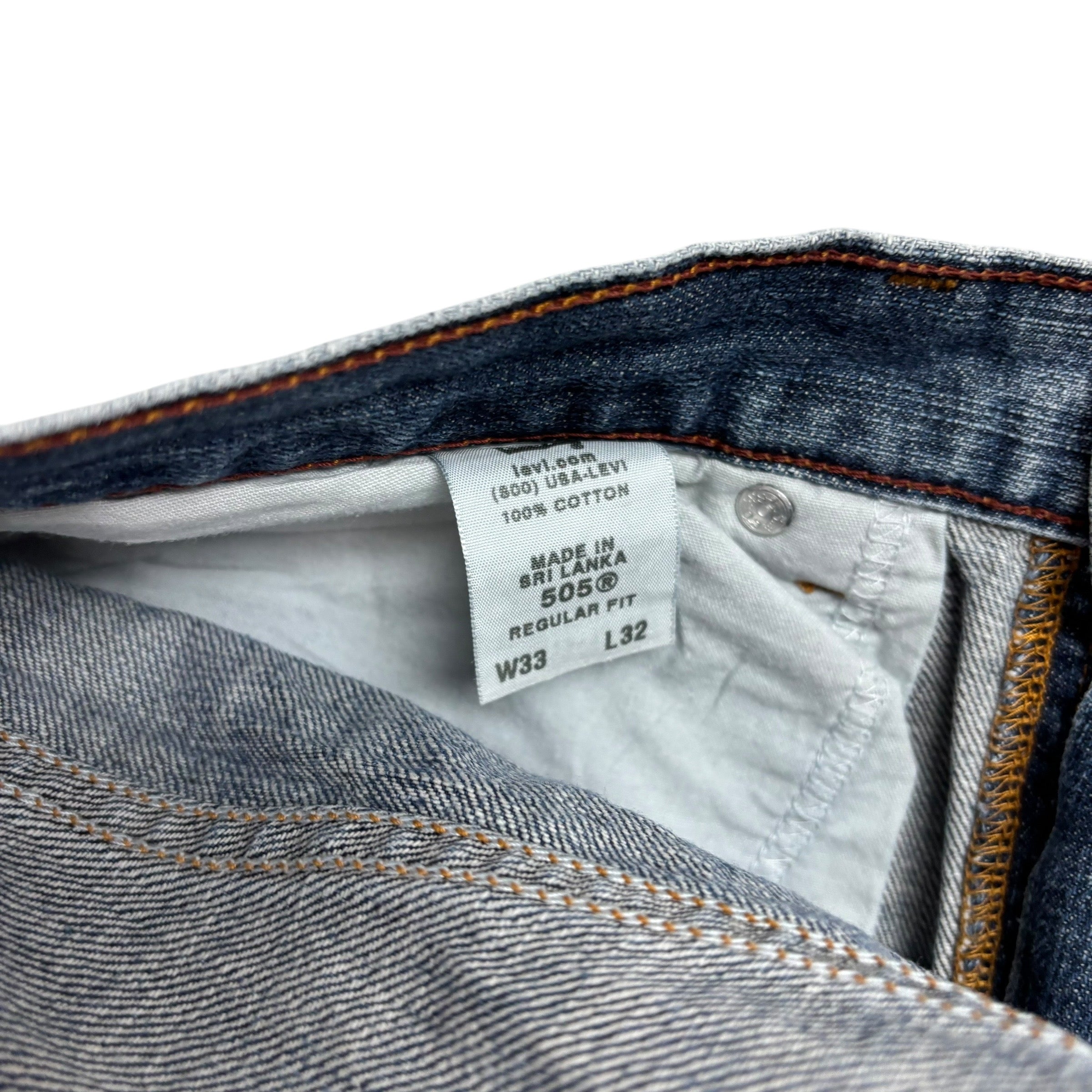 Levis 505 Jeans W32 L32 Mens Mid Blue Regular Straight Fit Vintage Denim (E)