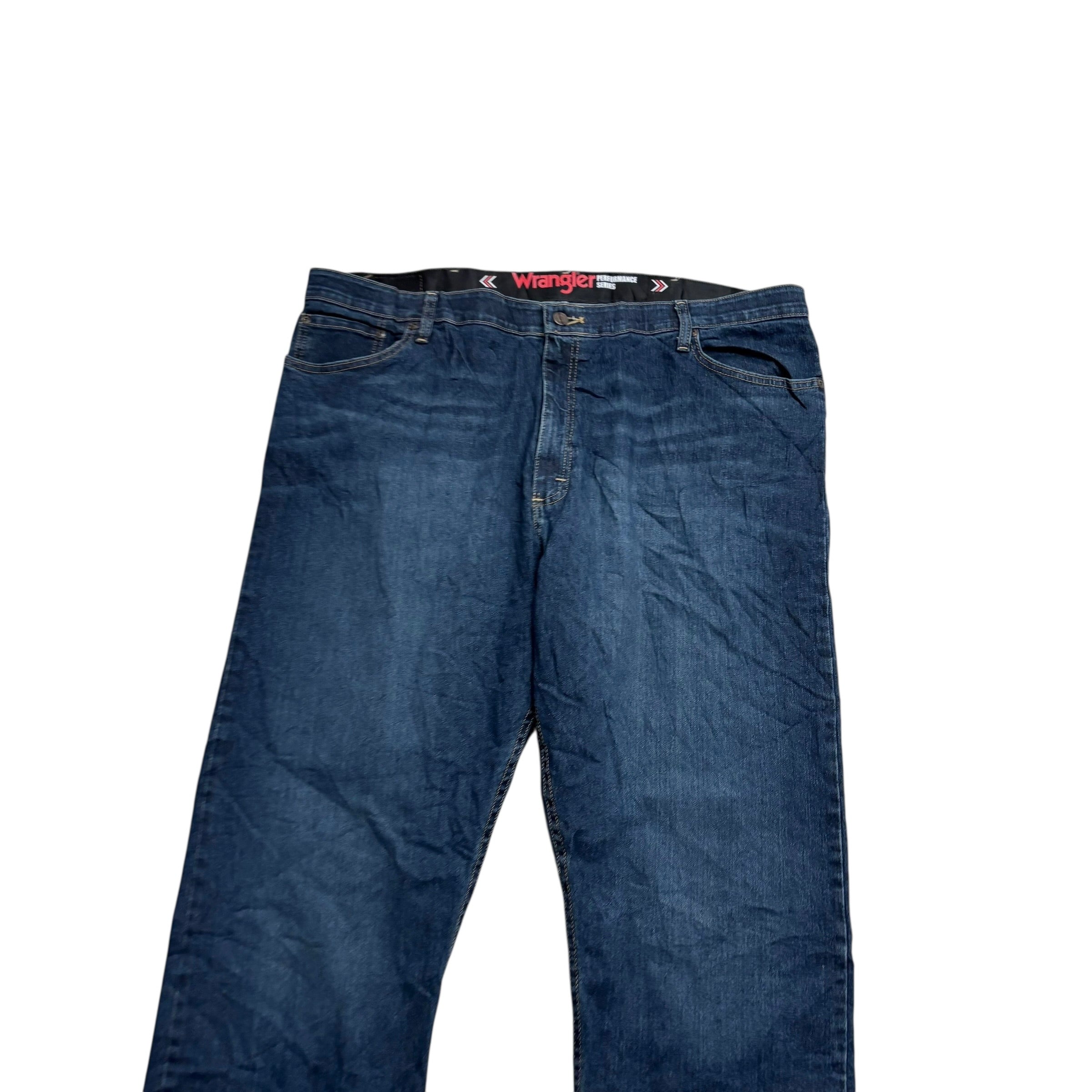 Wrangler Jeans W42 L32 Mens Dark Blue Regular Straight Fit Stretch Denim (E)