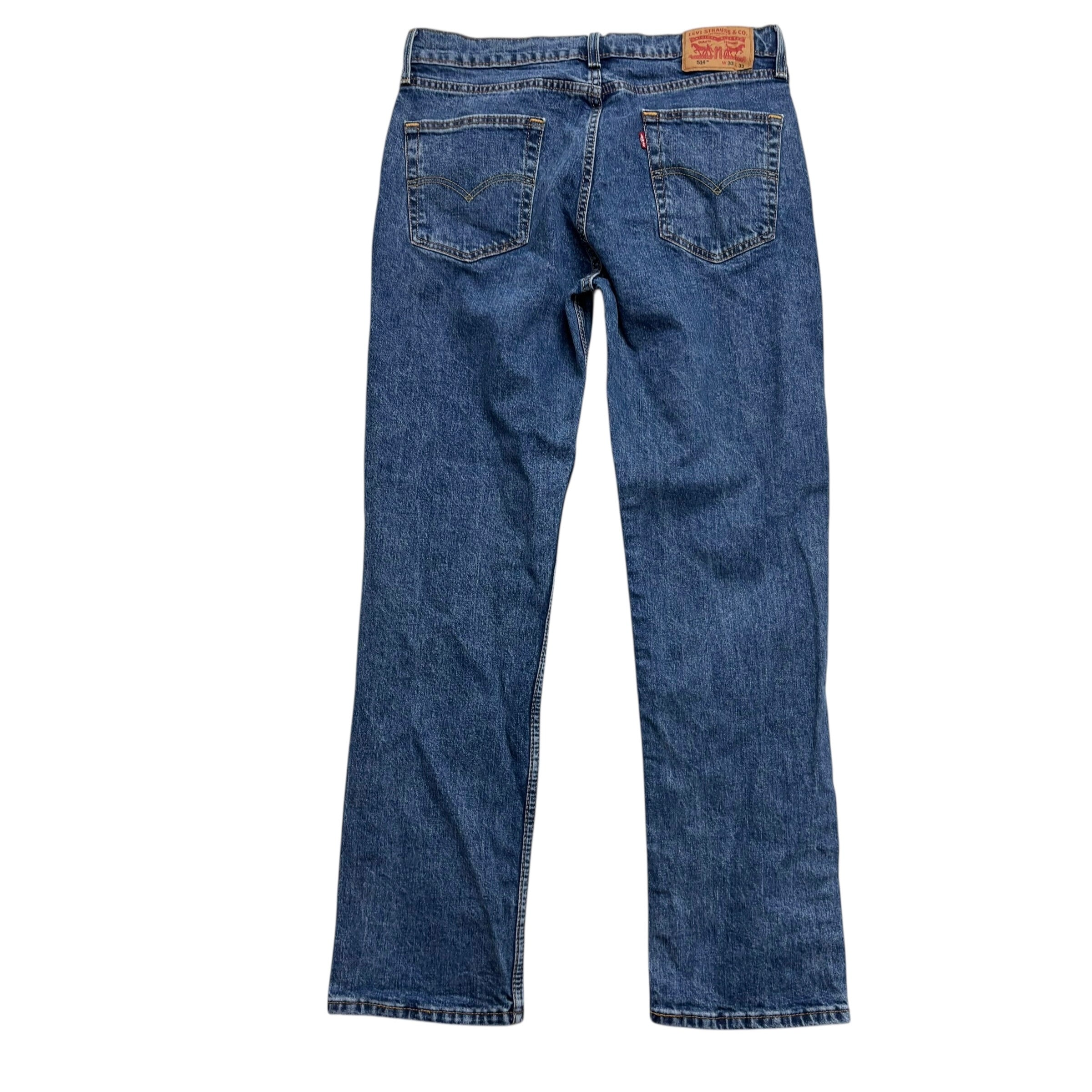 Levis 514 Jeans W33 L32 Mens Mid Blue Regular Straight Fit Stretch Denim (E)