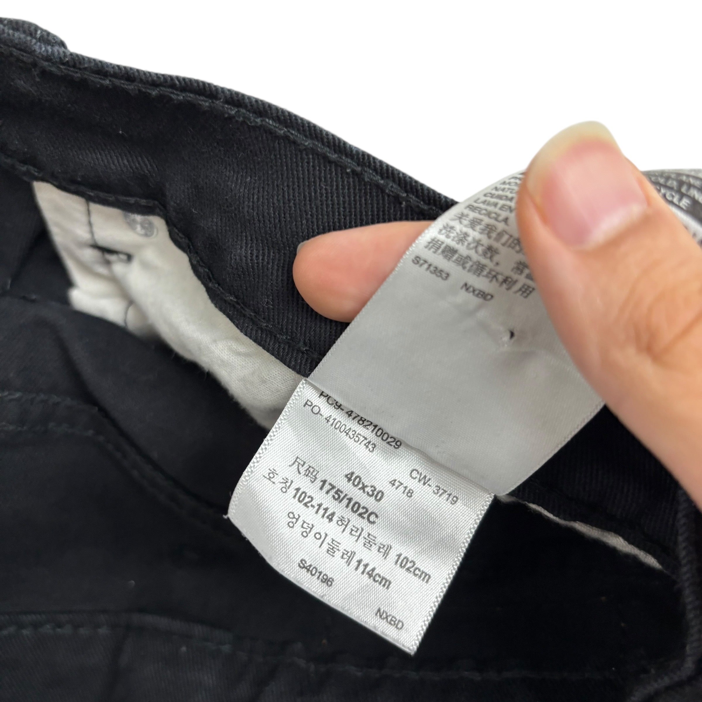 Levis Denizen Jeans W40 L30 Mens Black Relaxed Straight Fit Stretch Denim (E)