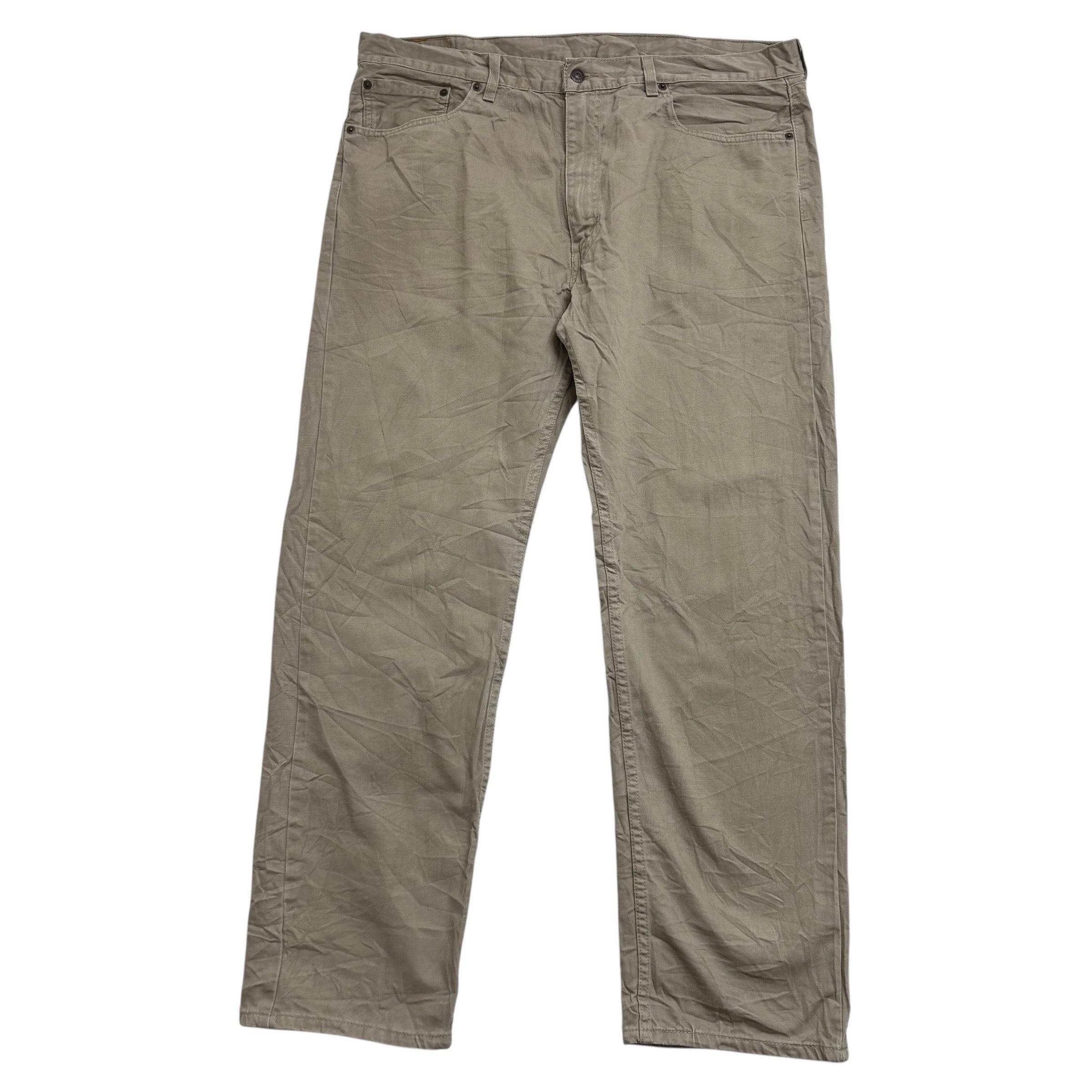 Levis 505 Trousers W40 L32 Mens Beige Regular Straight Fit Cotton Pants