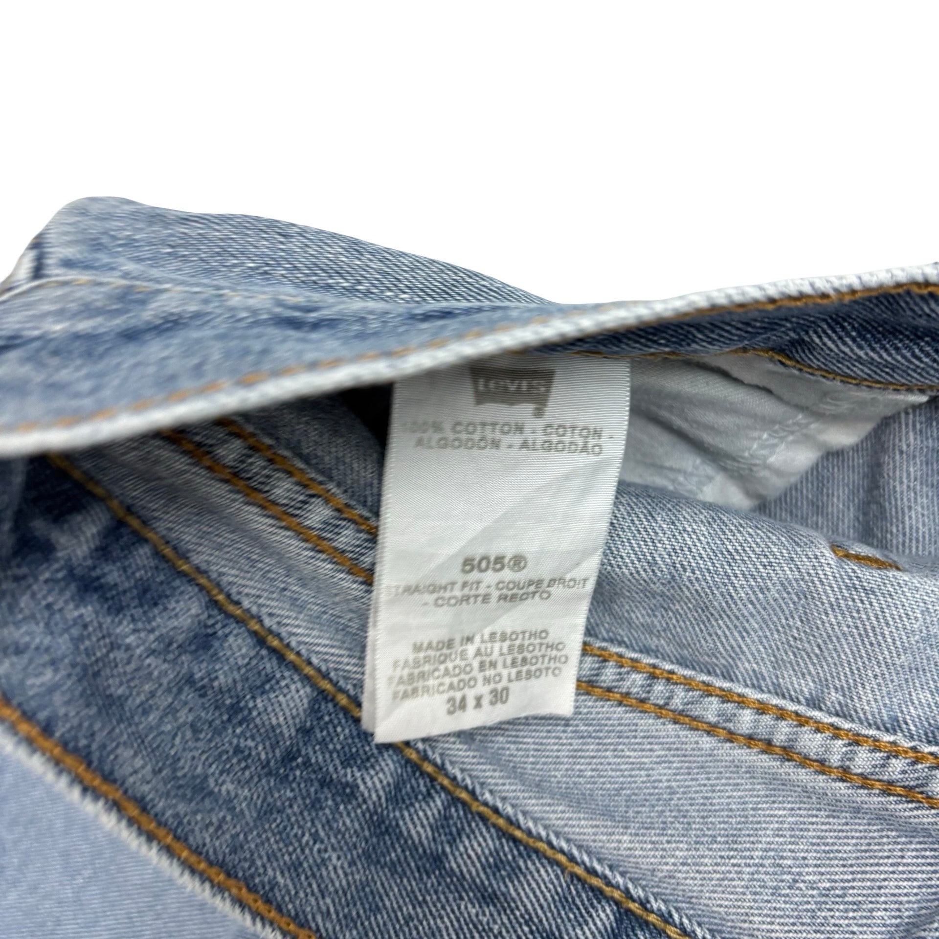 Levis 505 Jeans W34 L30 Mens Light Blue Regular Straight Fit Vintage Denim