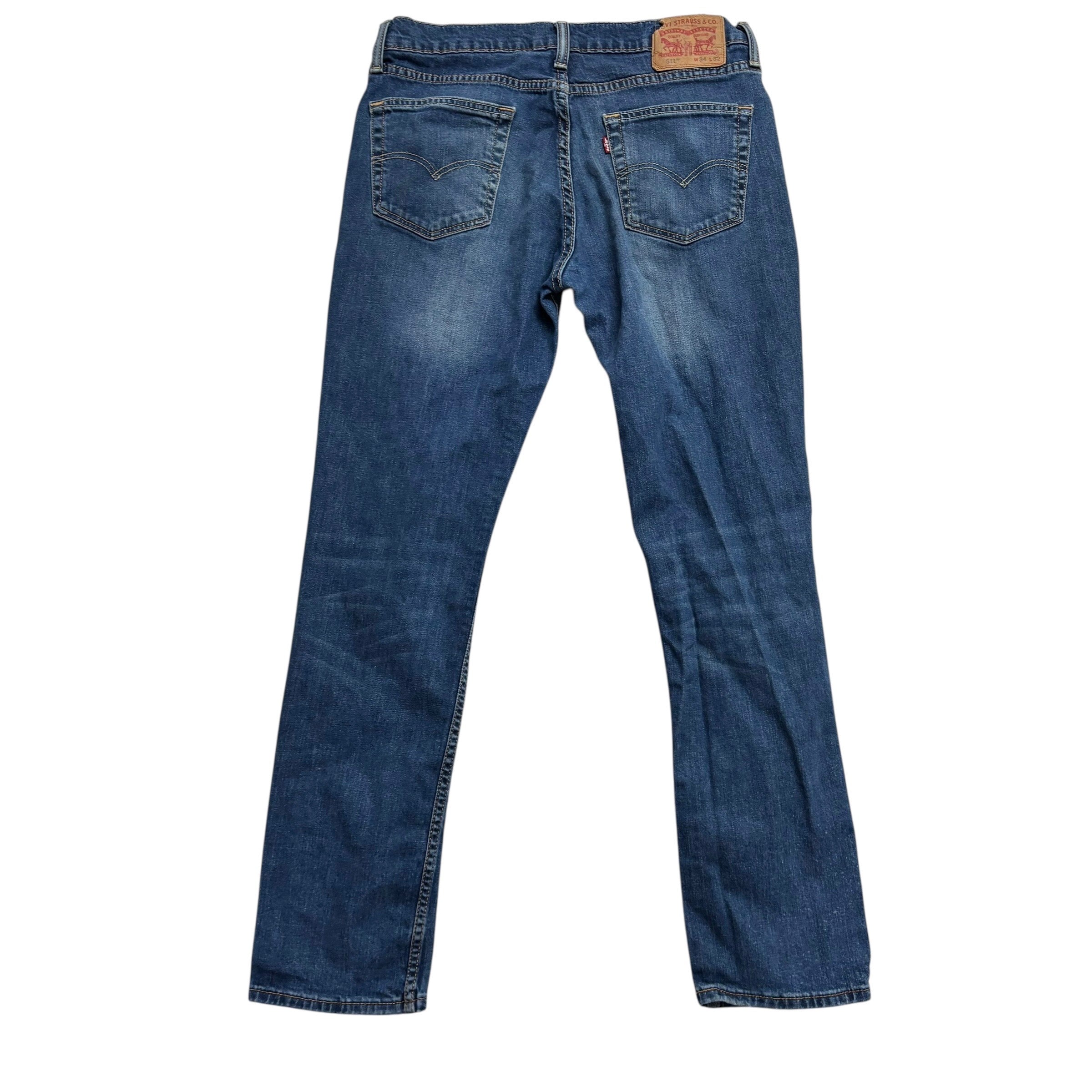Levis 511 Jeans W33 L32 Mens Mid Blue Slim Fit Stretch Denim (F)