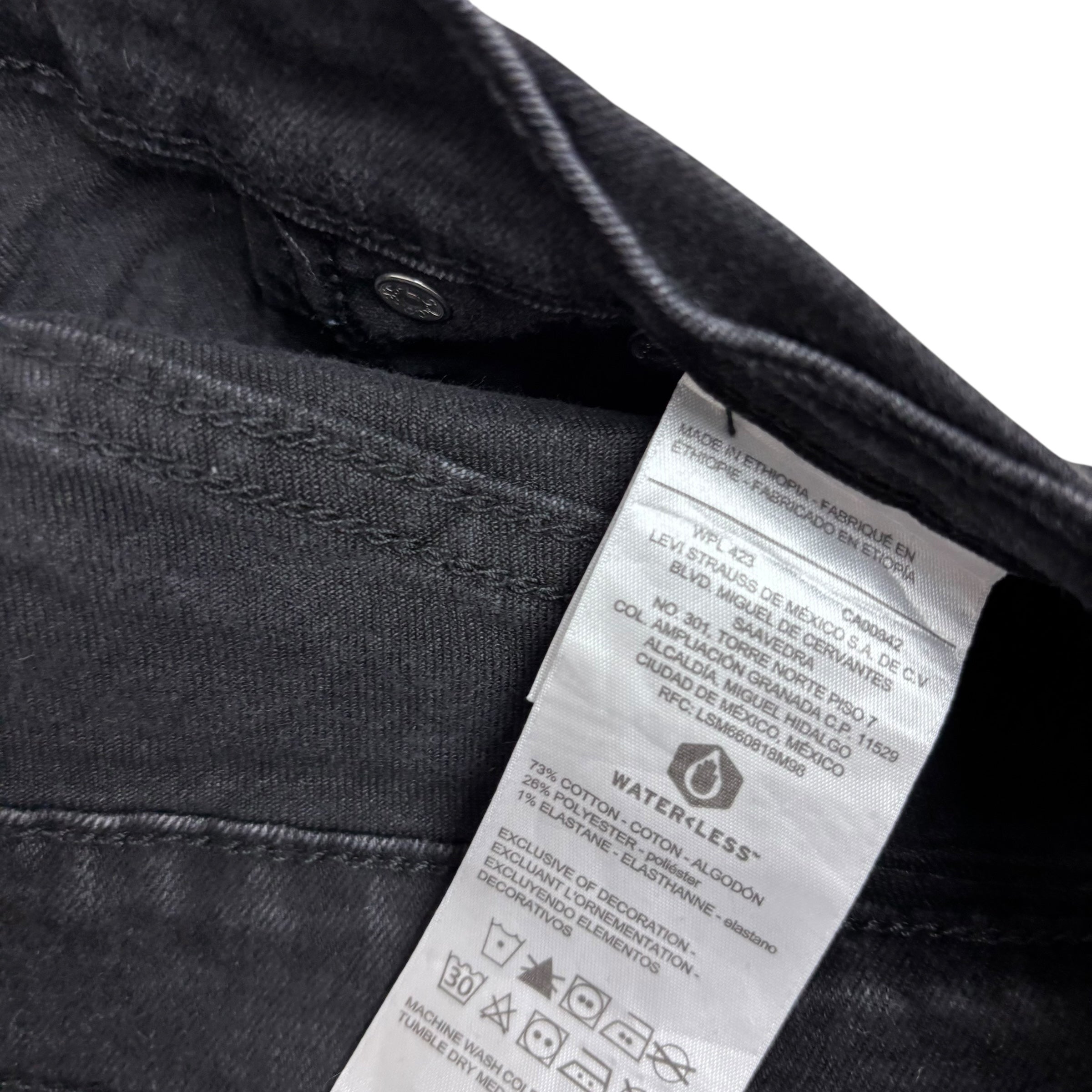 Levis Denizen Jeans W30 L30 Mens Black Slim Fit Stretch Denim (E)