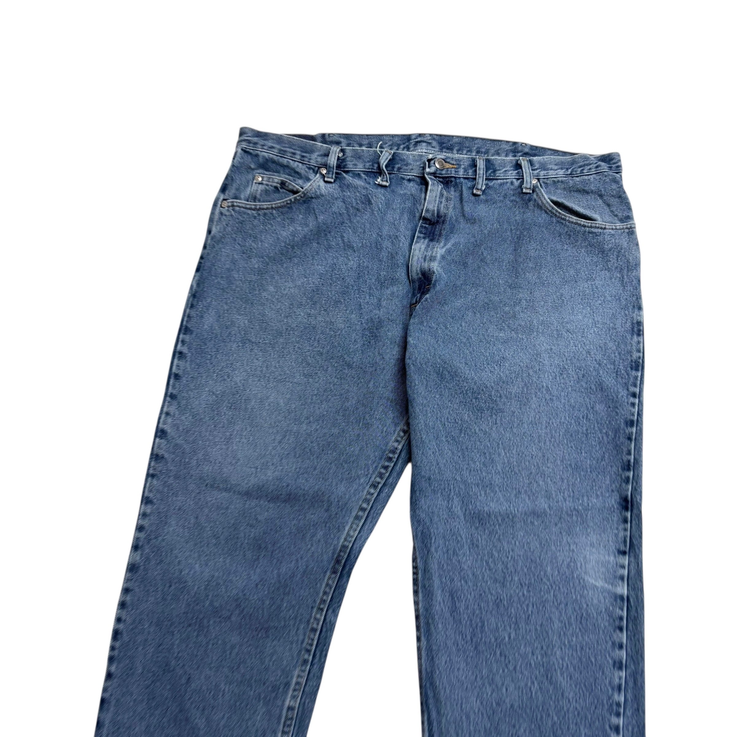 Wrangler Jeans W44 L30 Mens Mid Blue Relaxed Straight Fit Baggy Denim (E)