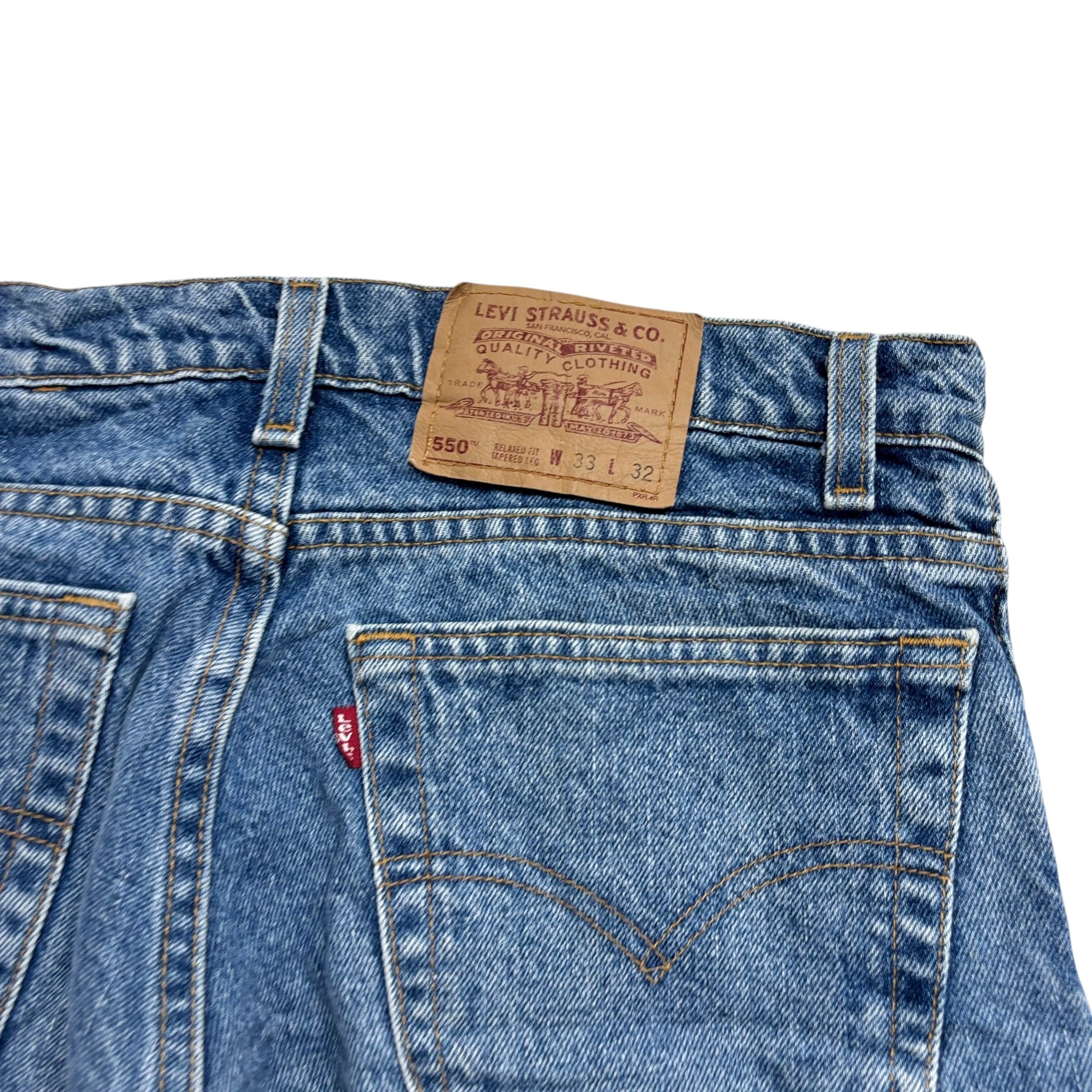 Levis 550 Jeans W32 L32 Mens Mid Blue Relaxed Tapered Fit USA Made Vintage (E)