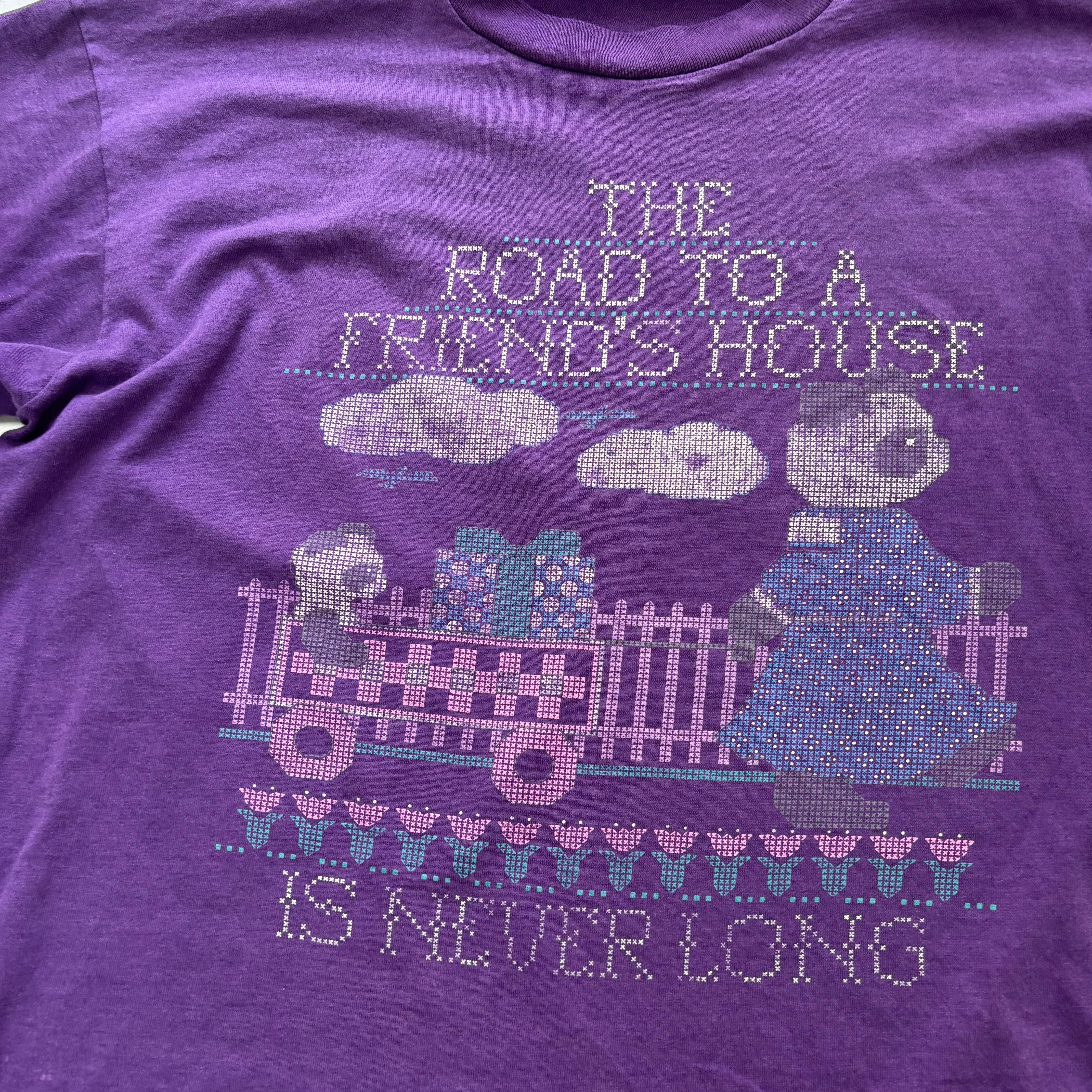 Vintage T Shirt Mens Large Purple Single Stitch Graphic Print 90s USA (E)