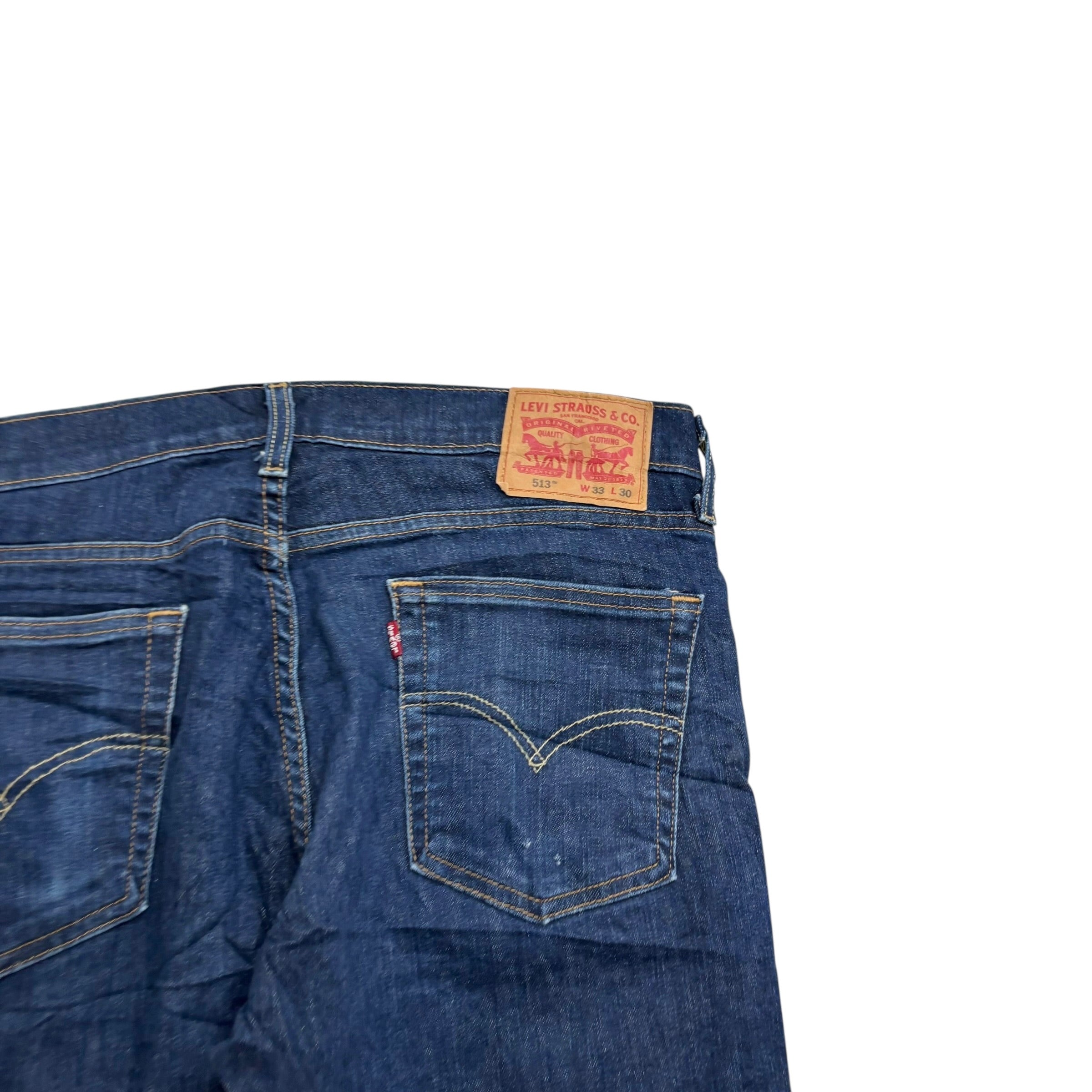 Levis 513 Jeans W34 L25 Mens Dark Blue Slim Straight Fit Stretch Denim