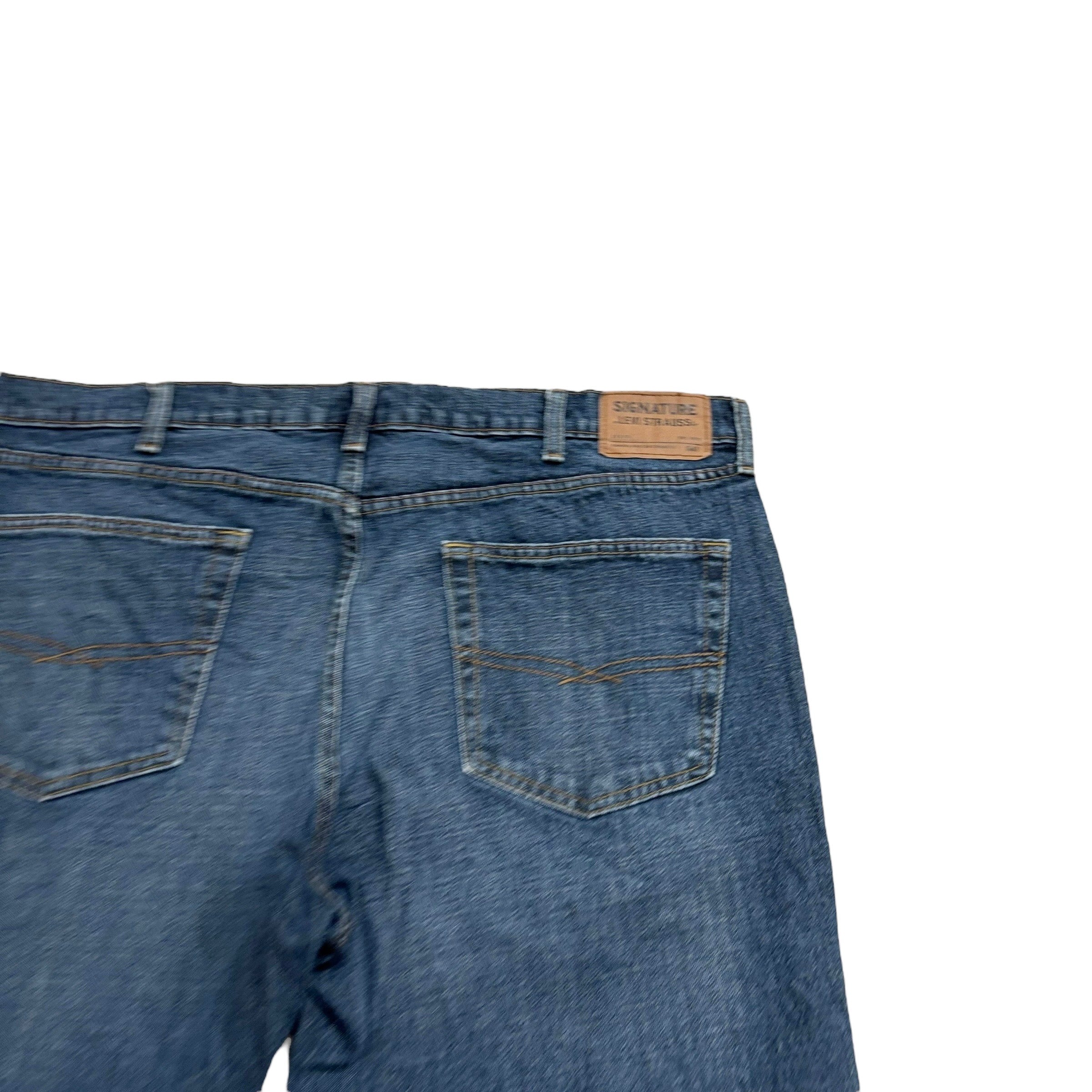 Levis Signature Jeans W42 L30 Mens Dark Blue Relaxed Straight Stretch Denim (E)