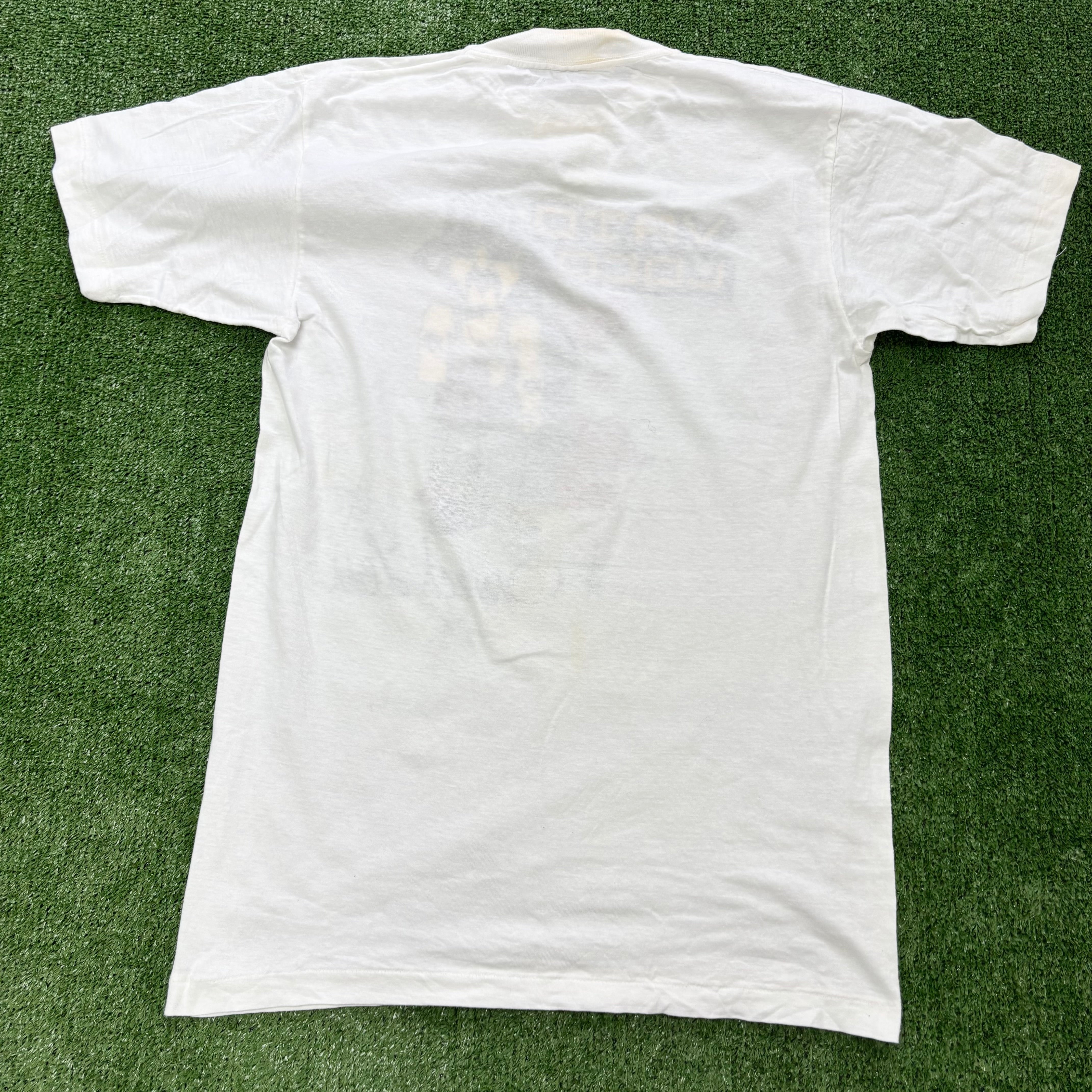 Vintage T Shirt Mens Medium White Single Stitch Graphic Print 90s
