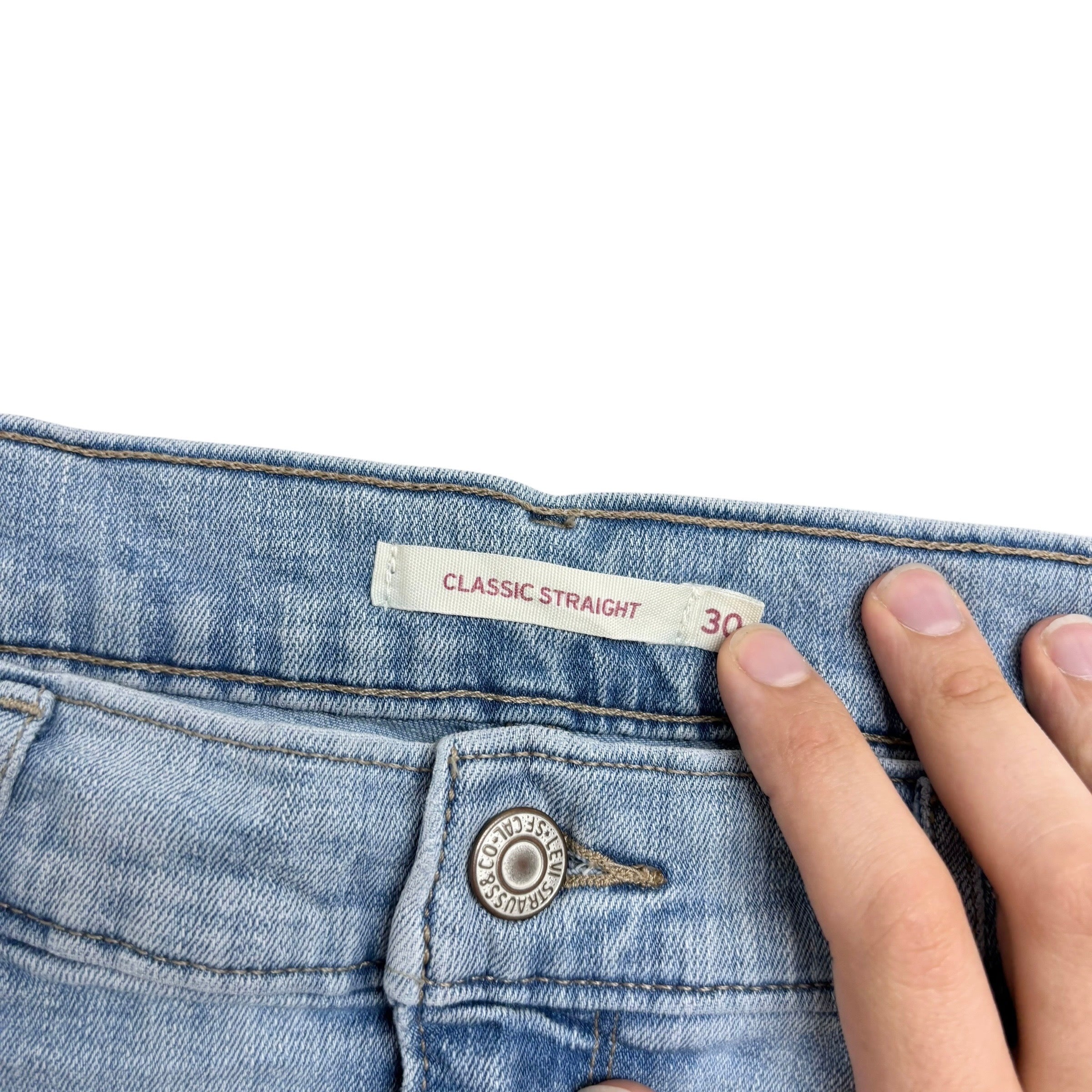 Levis Jeans W30 L30 Womens Classic Straight Light Blue Stretch Denim (E)