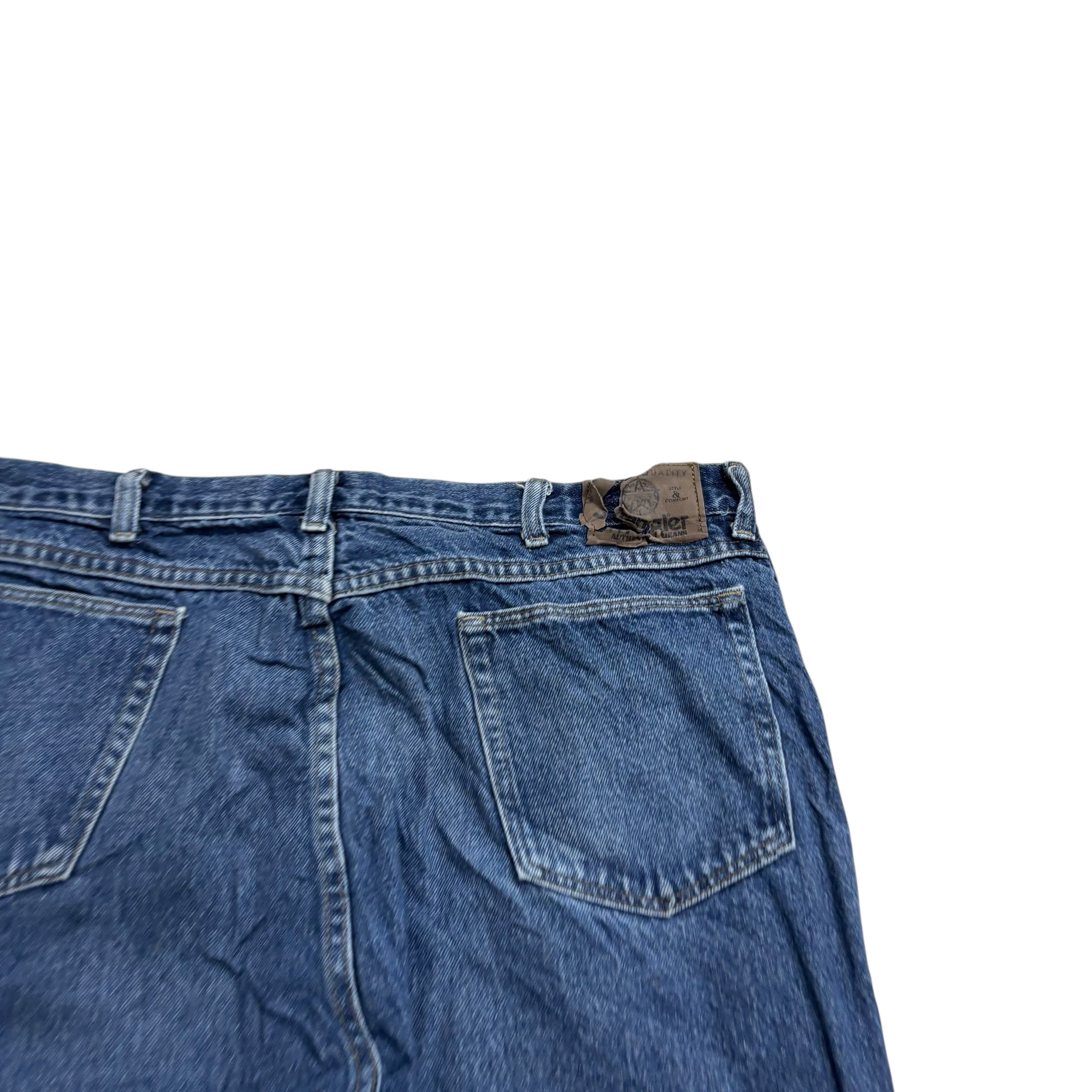 Wrangler Jeans W38 L30 Mens Mid Blue Regular Straight Fit Vintage Denim (E)