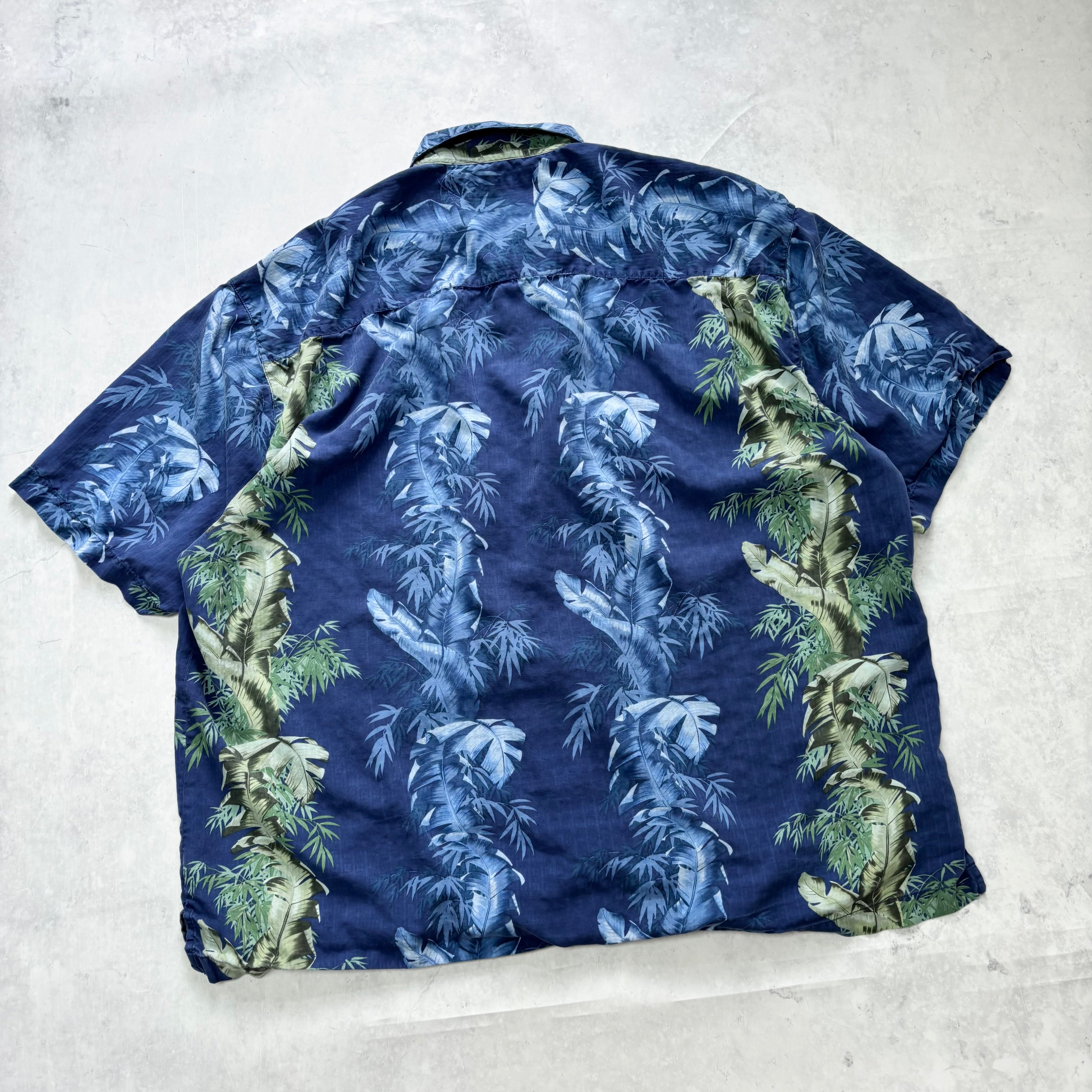 Vintage Hawaiian Shirt Mens 3XL Blue Floral Tommy Bahama Short Sleeve Silk