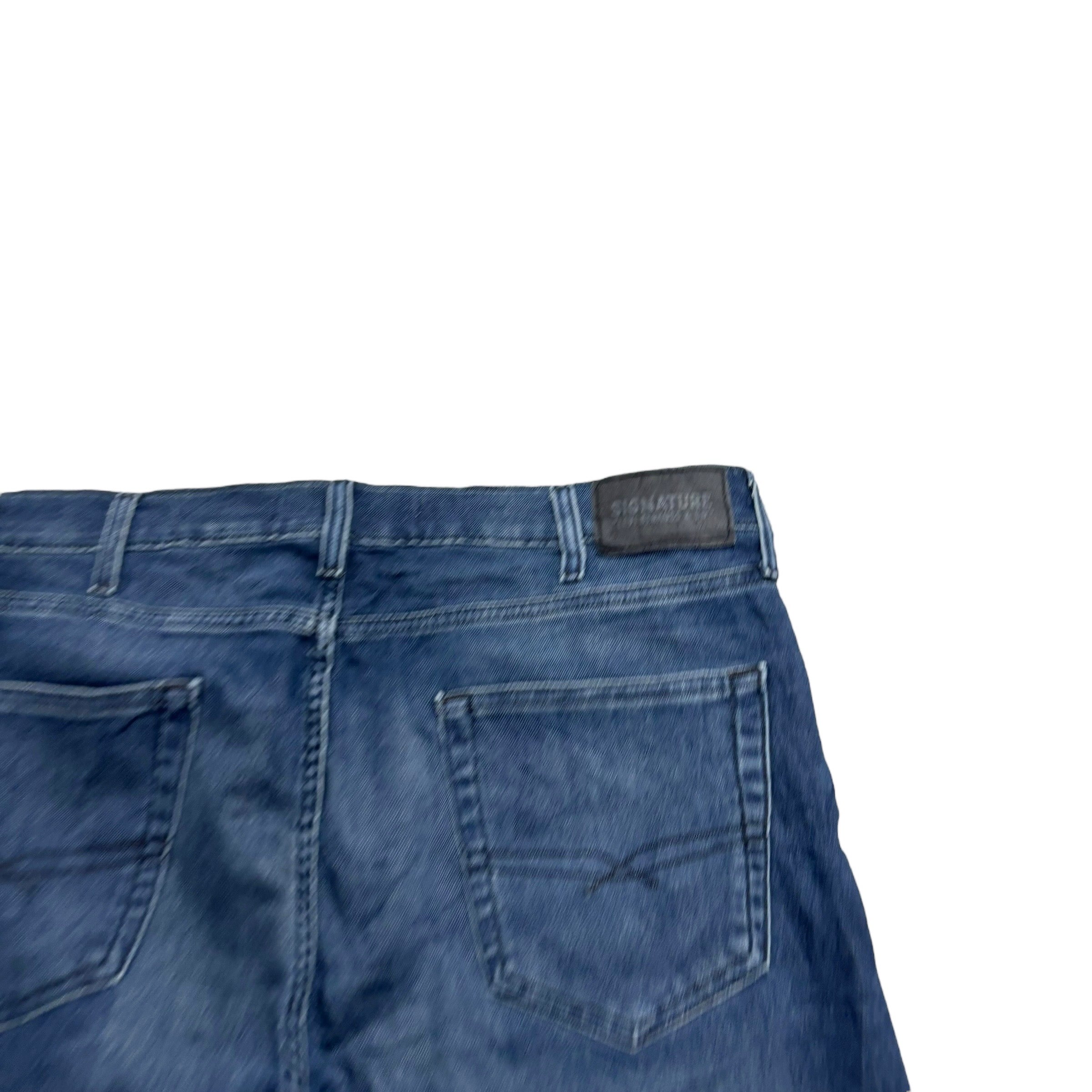 Levis Signature Jeans W38 L32 Mens Navy Blue Regular Tapered Stretch Denim (E)