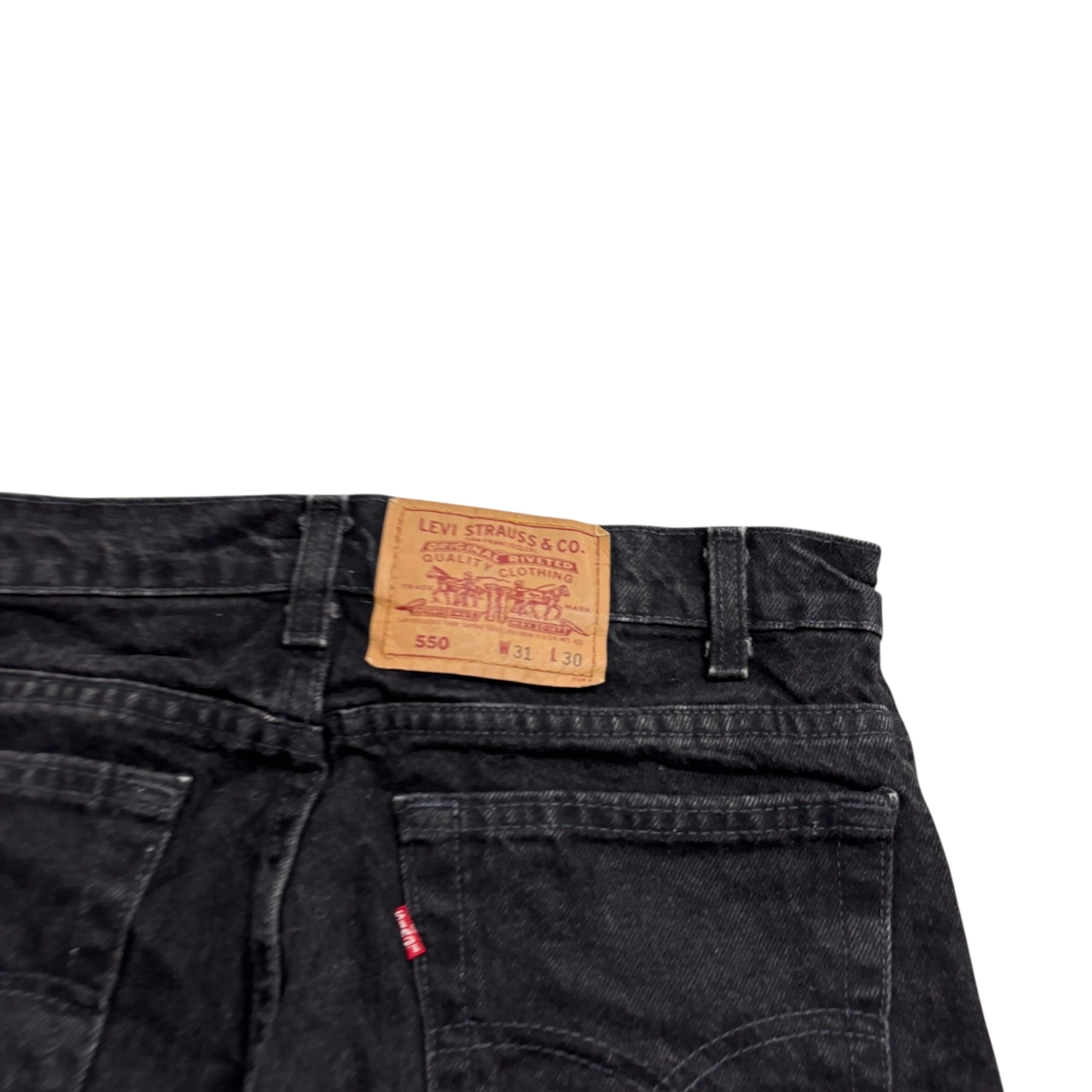 Levis 550 Jeans W30 L30 Mens Black Relaxed Tapered Fit Made In USA Vintage (E)