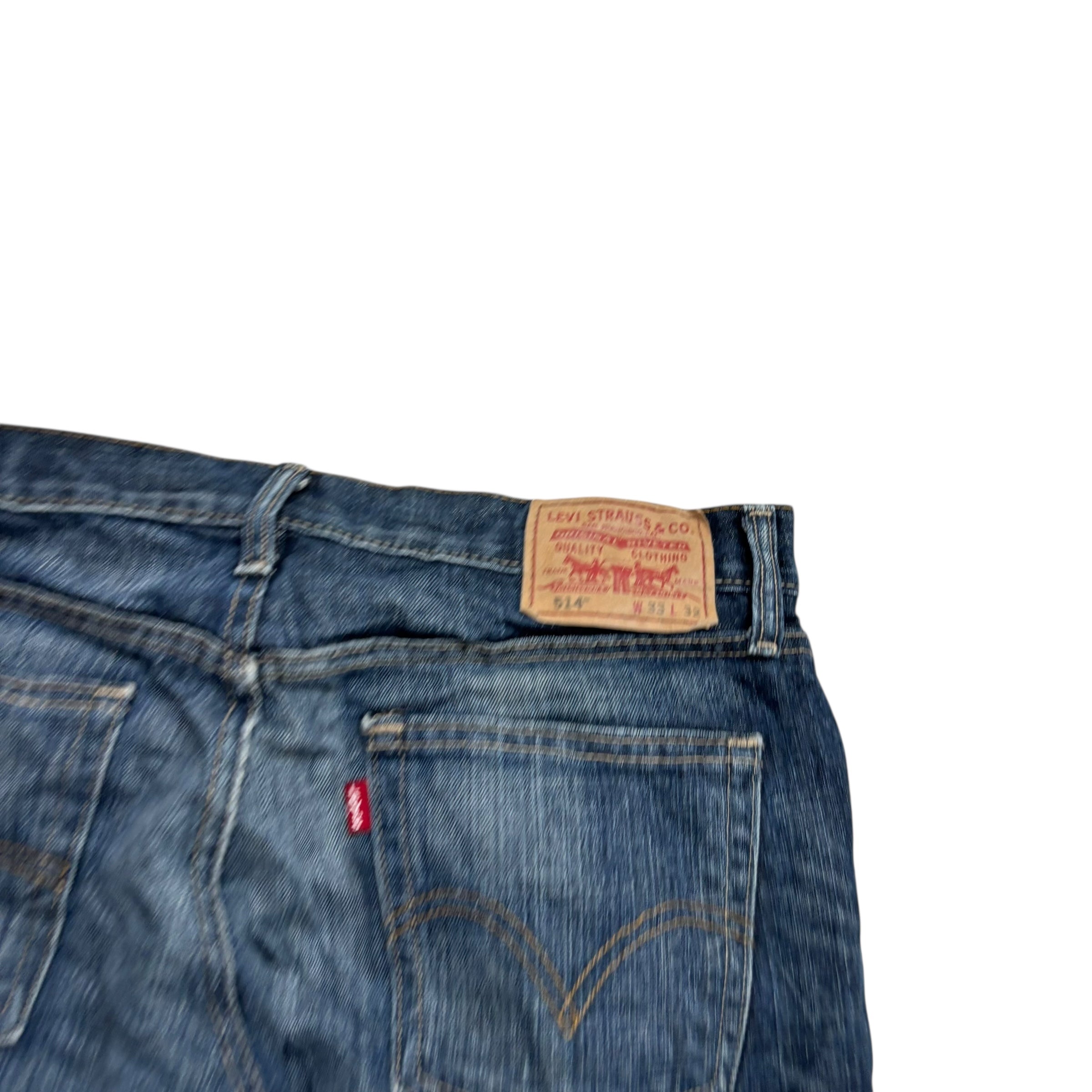 Levis 514 Jeans W33 L32 Mens Dark Blue Regular Straight Fit Vintage Denim