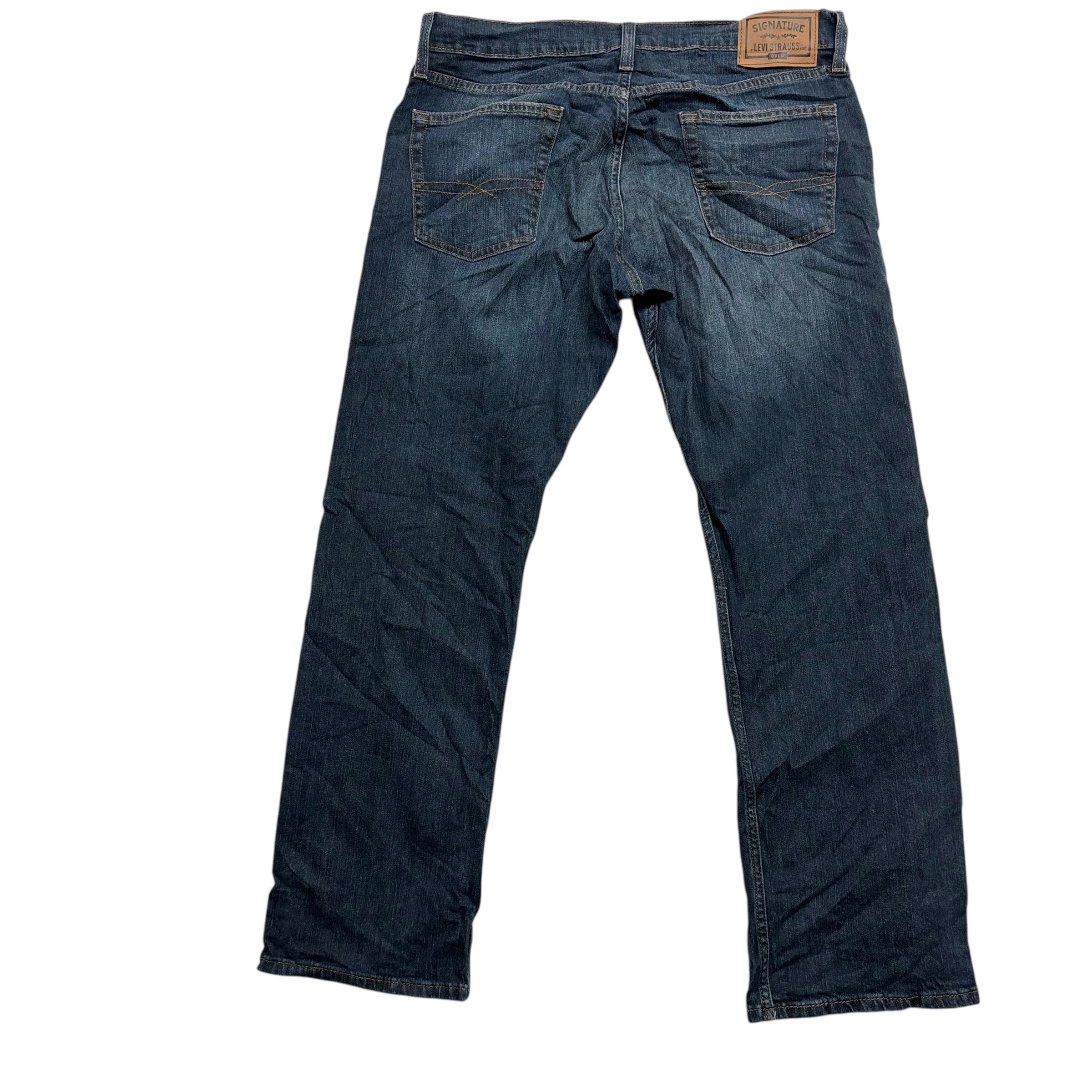 Levis Signature Jeans W34 L29 Mens Dark Blue Regular Straight Fit Stretch (E)