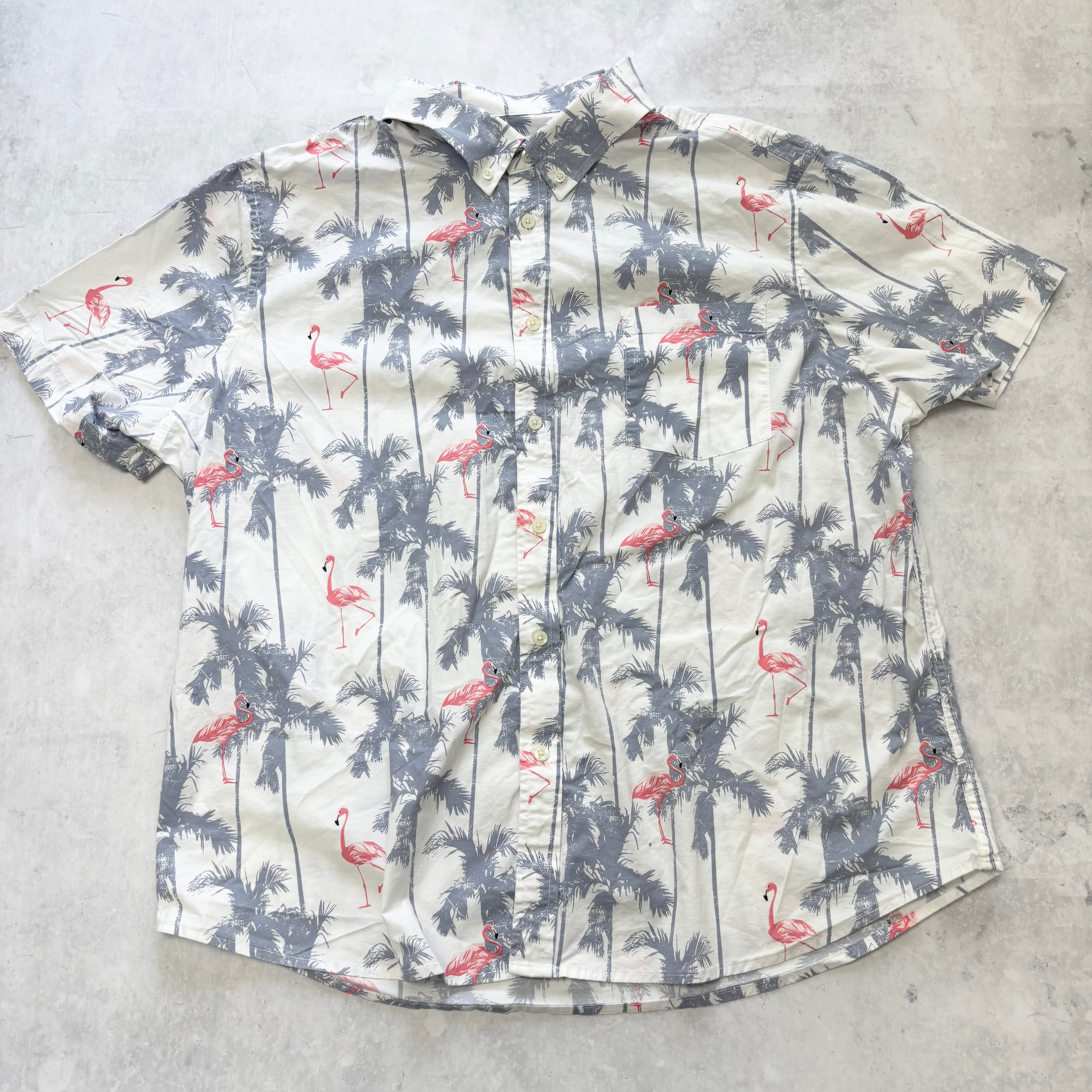 Hawaiian Shirt Mens XXL White Floral Aloha Short Sleeve Cotton Slim Fit (E)