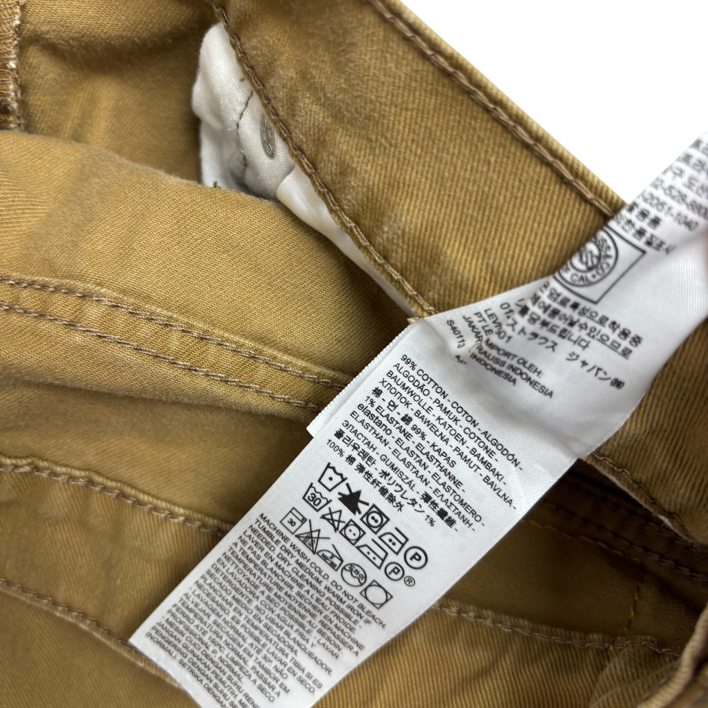 Levis 513 Jeans W34 L29 Mens Tan Slim Straight Fit Stretch Denim