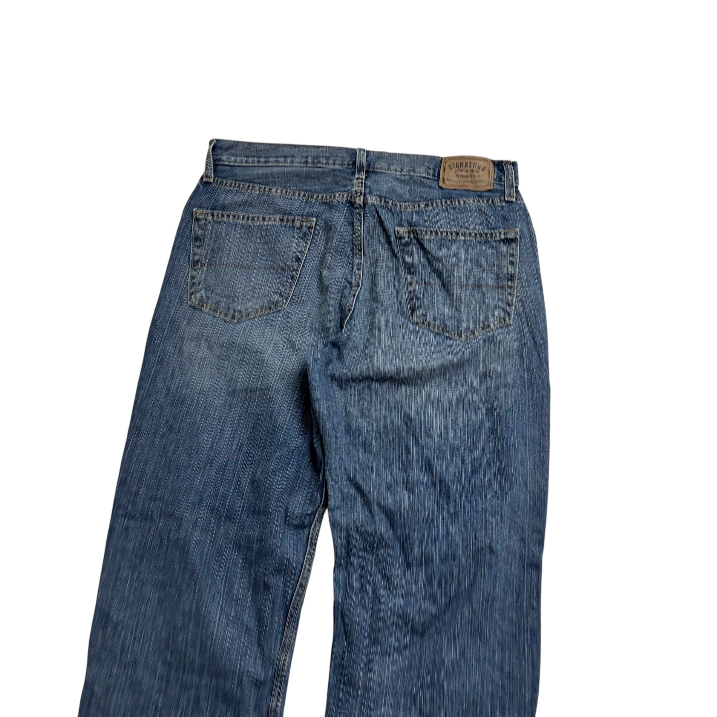 Levis Signature Jeans W36 L32 Mens Mid Blue Relaxed Straight Vintage Denim (E)