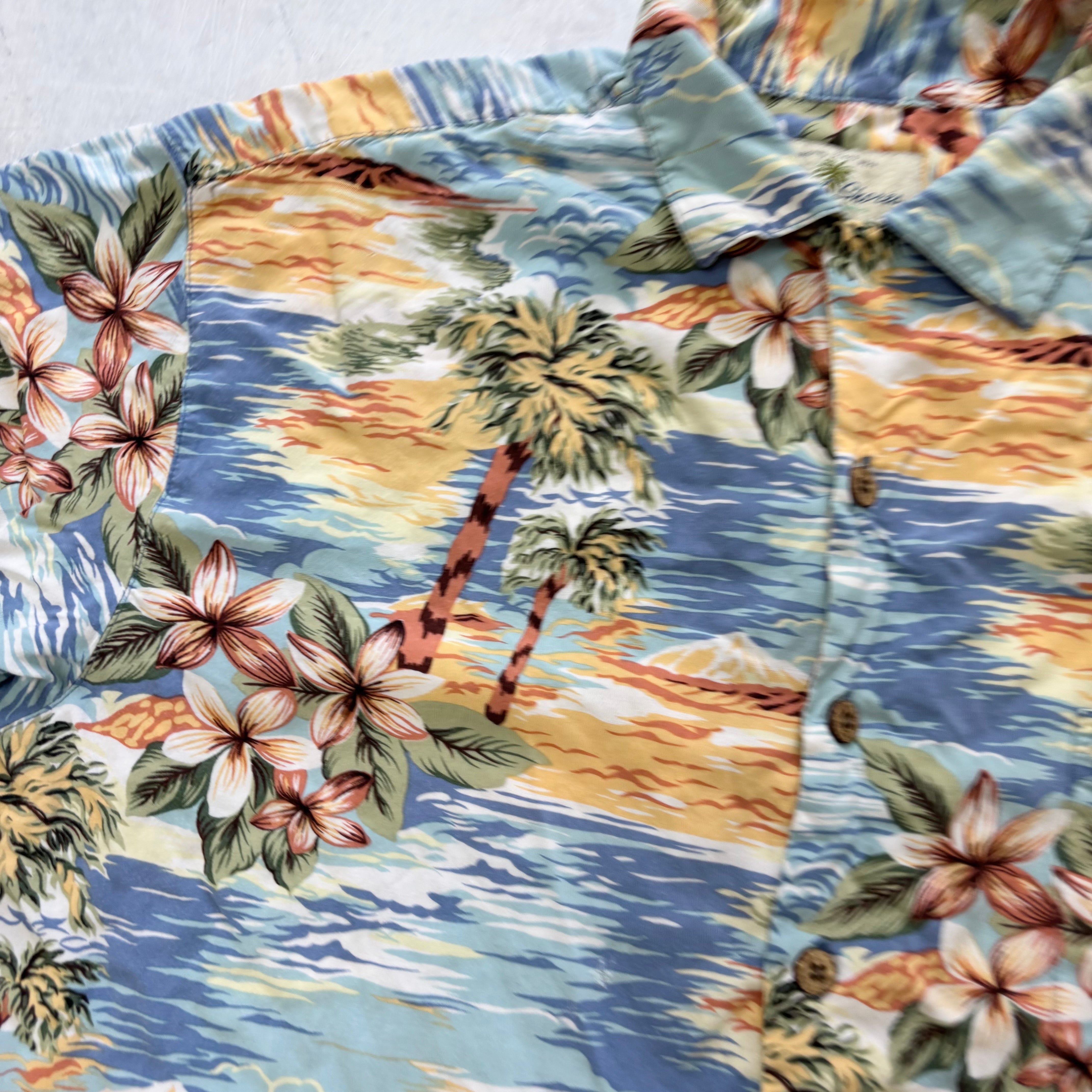 Vintage Hawaiian Shirt Mens Large Floral Aloha Short Sleeve Rayon (E)