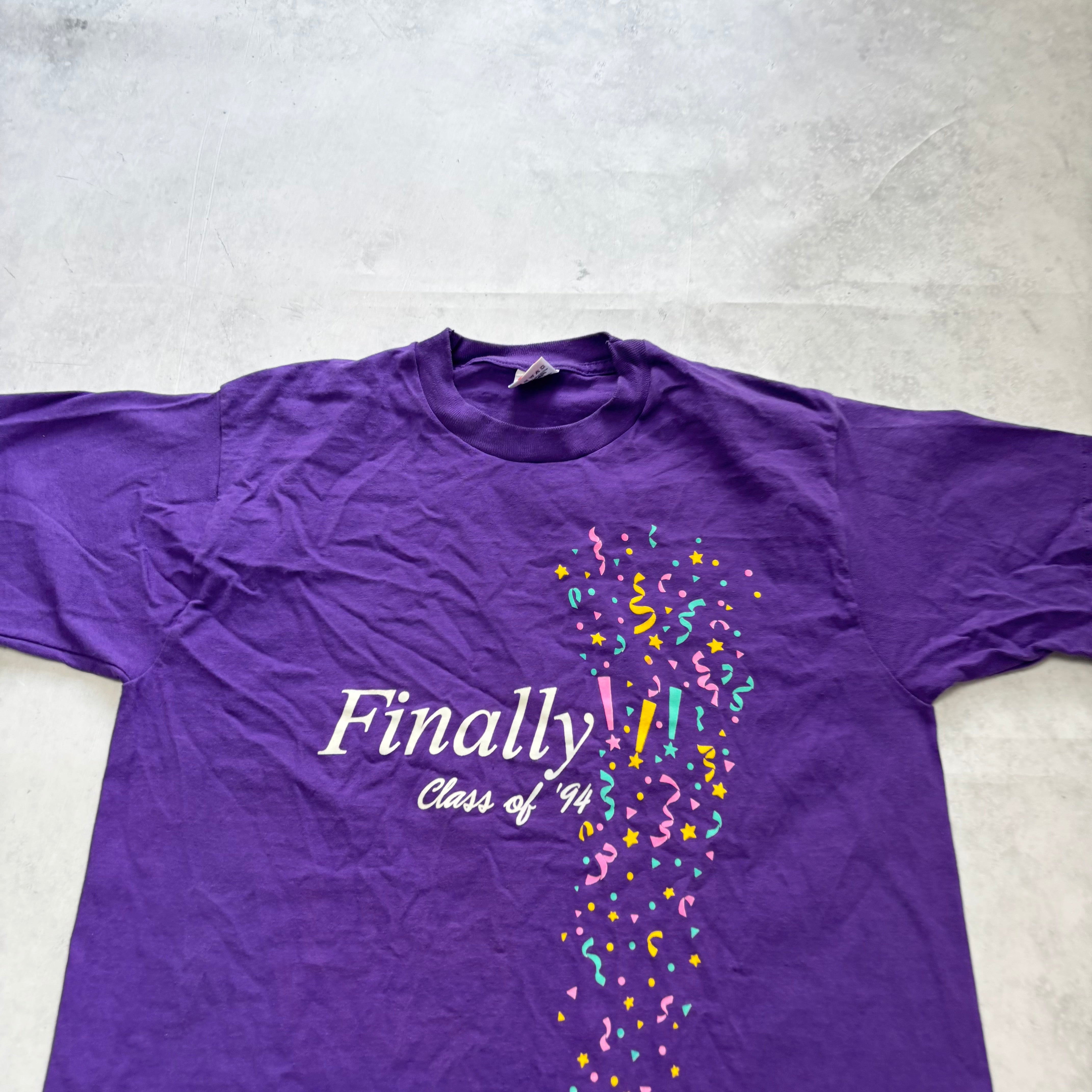 Vintage T Shirt Mens Medium Purple Single Stitch Graphic Print 90s USA (E)