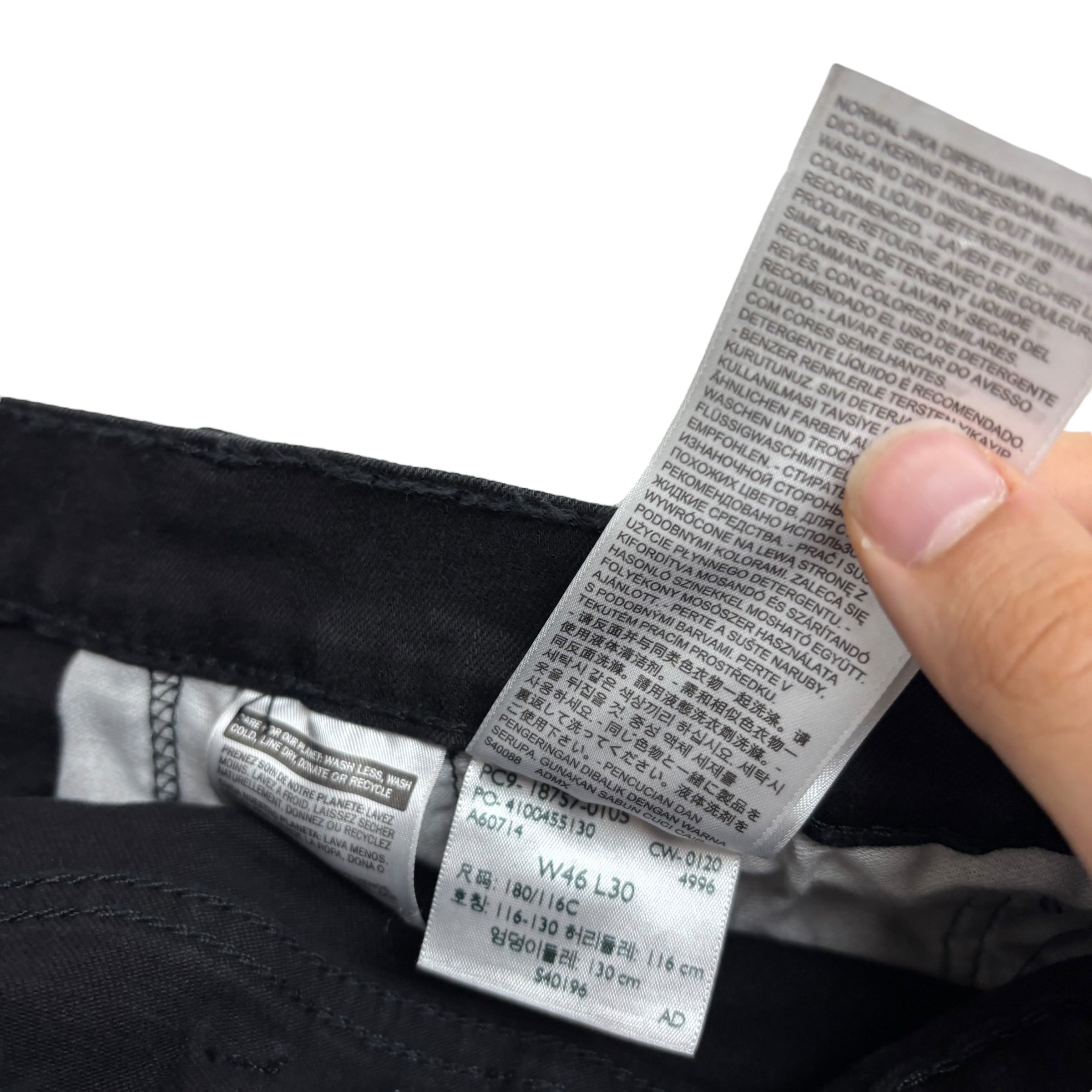 Levis 541 Jeans W46 L30 Mens Black Athletic Tapered Fit Stretch Denim (E)