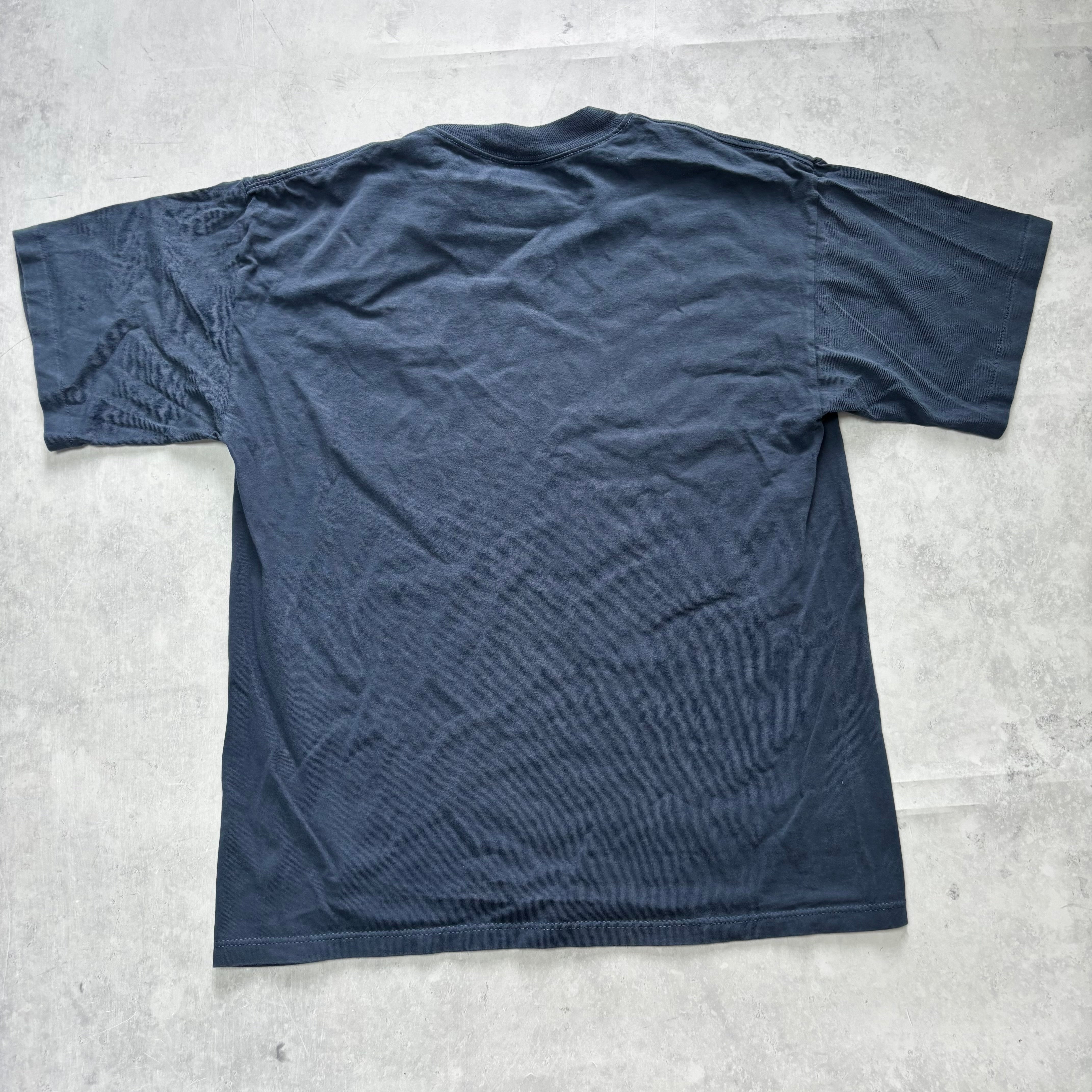 Vintage T Shirt Mens Large Navy Blue Single Stitch Graphic Print 90s Tourist (E)