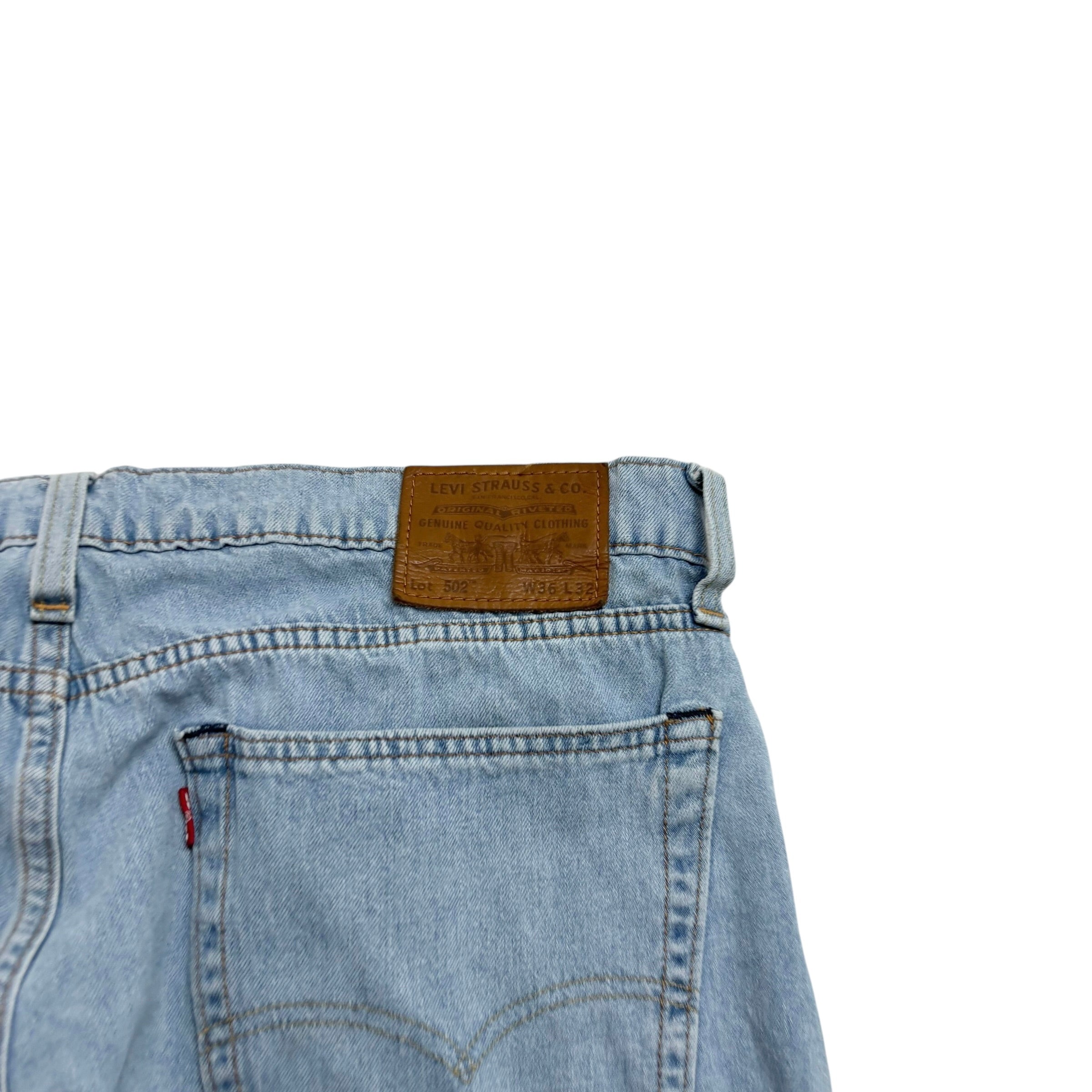 Levis 502 Jeans W36 L27 Mens Light Blue Regular Tapered Fit Stretch Denim
