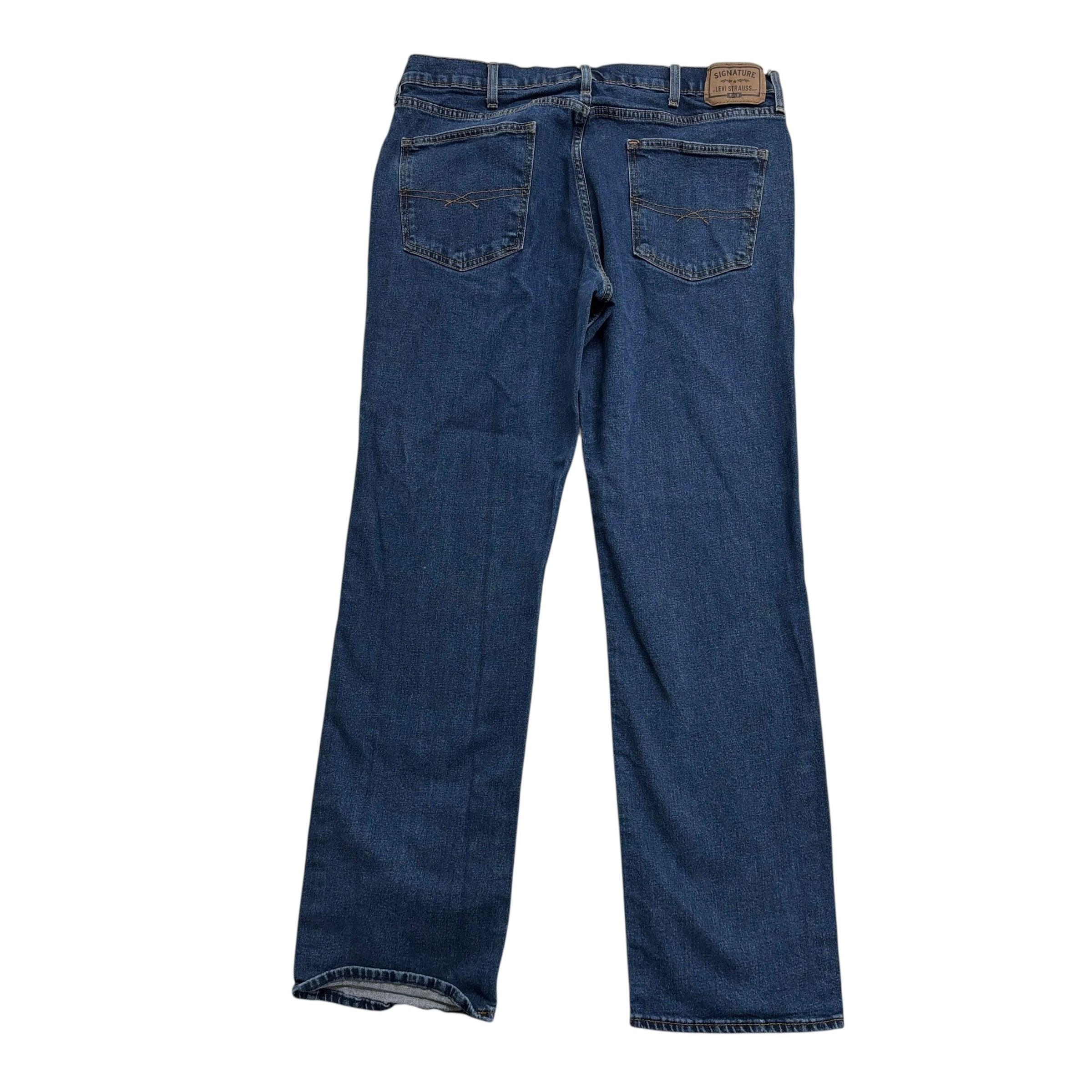 Levis Signature Jeans W38 L34 Mens Dark Blue Relaxed Straight Stretch Denim (E)