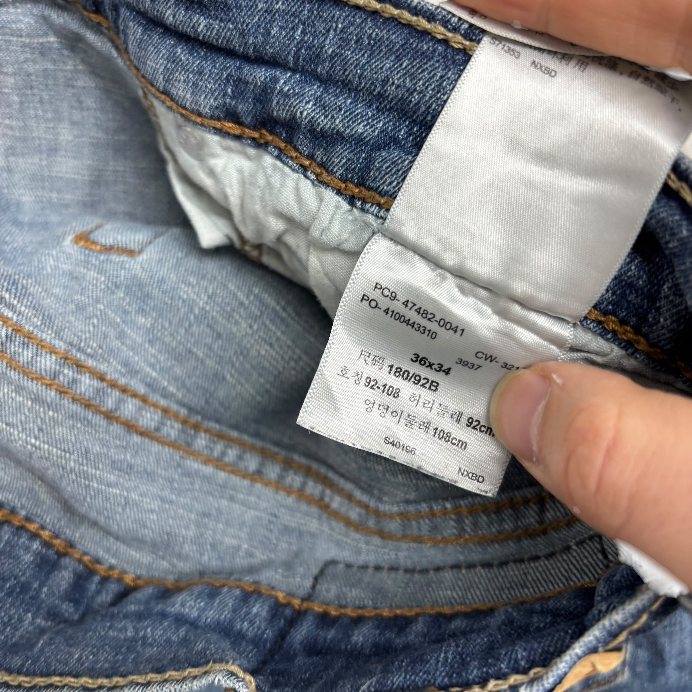 Levis 218 Denizen Jeans W36 L34 Mens Mid Blue Regular Straight Fit Stretch (E)