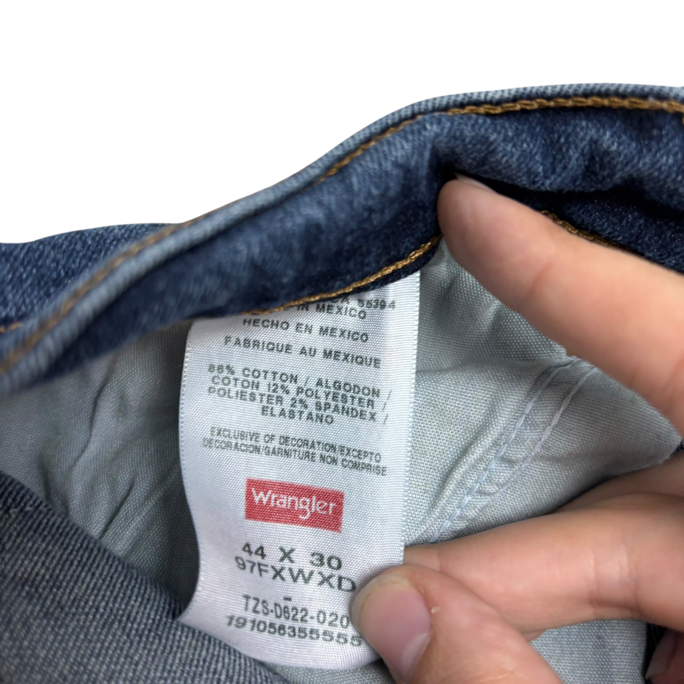 Wrangler Jeans W44 L30 Mens Dark Blue Relaxed Straight Fit Stretch Denim (E)