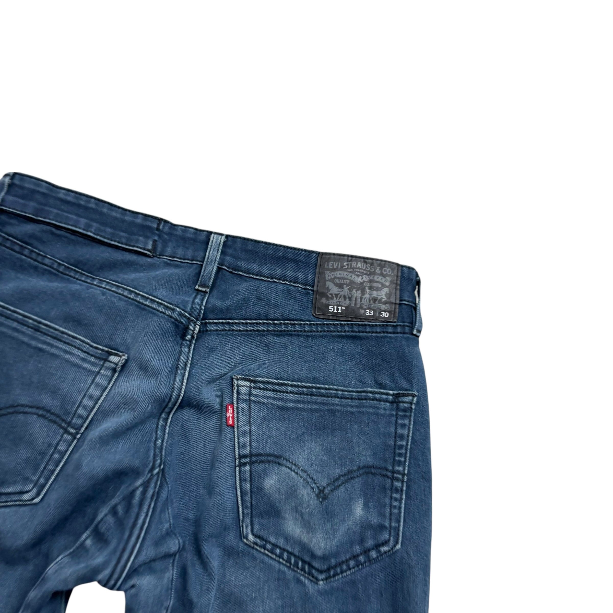 Levis 511 Commuter Jeans W32 L29 Mens Navy Blue Slim Fit Stretch Denim (F)