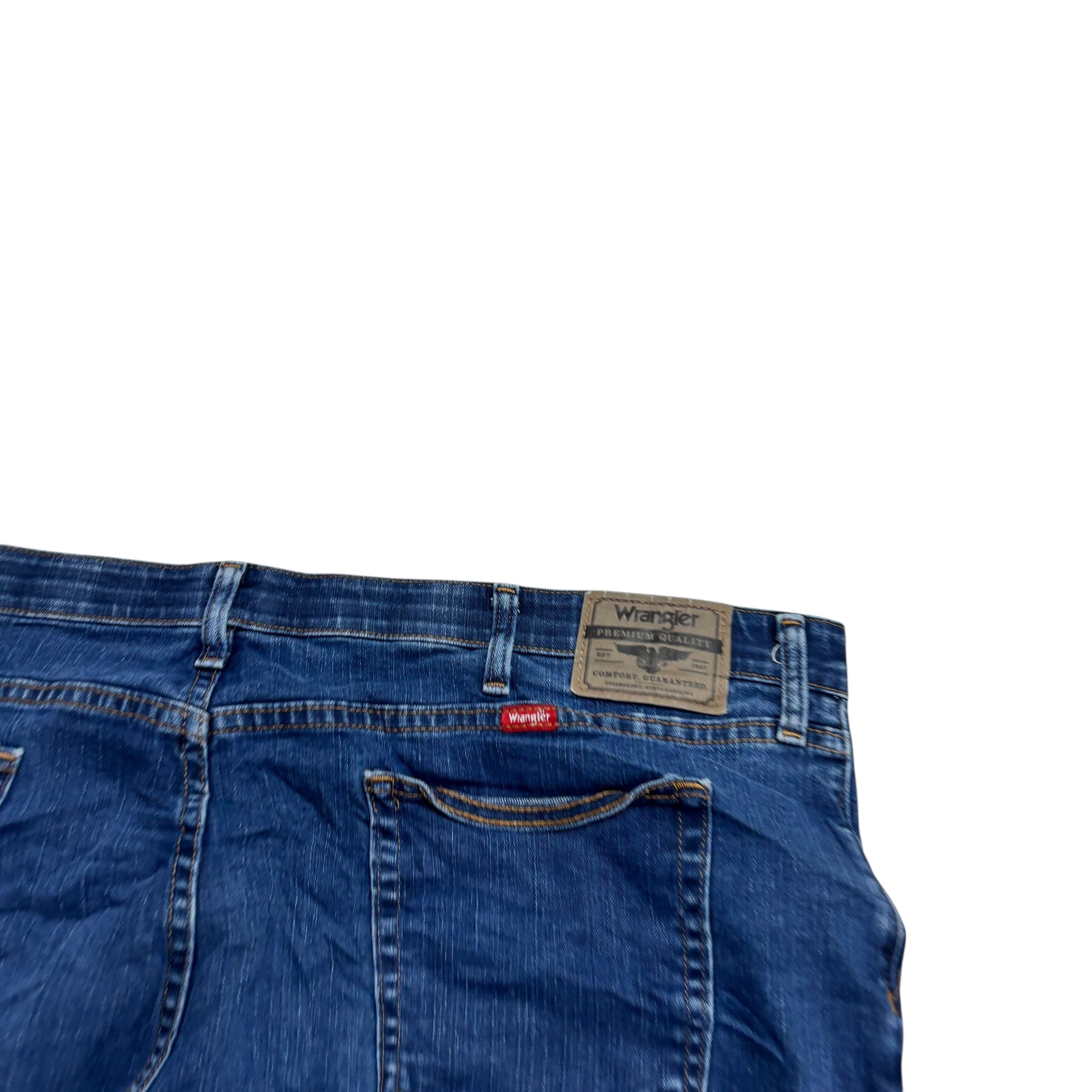 Wrangler Jeans W46 L30 Mens Dark Blue Regular Straight Fit Stretch Denim (E)