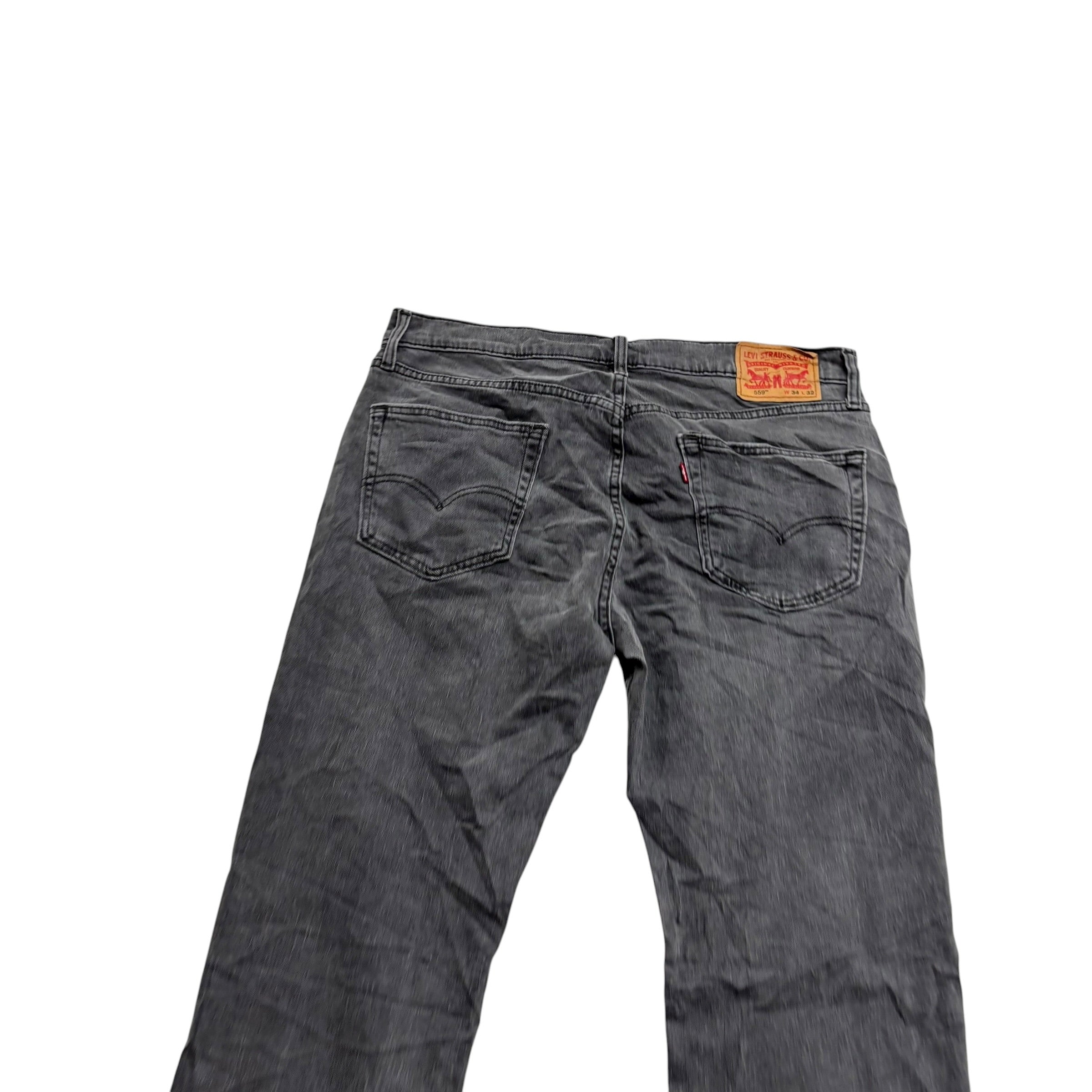 Levis 559 Jeans W34 L32 Mens Grey Baggy Relaxed Straight Fit Stretch Denim (E)